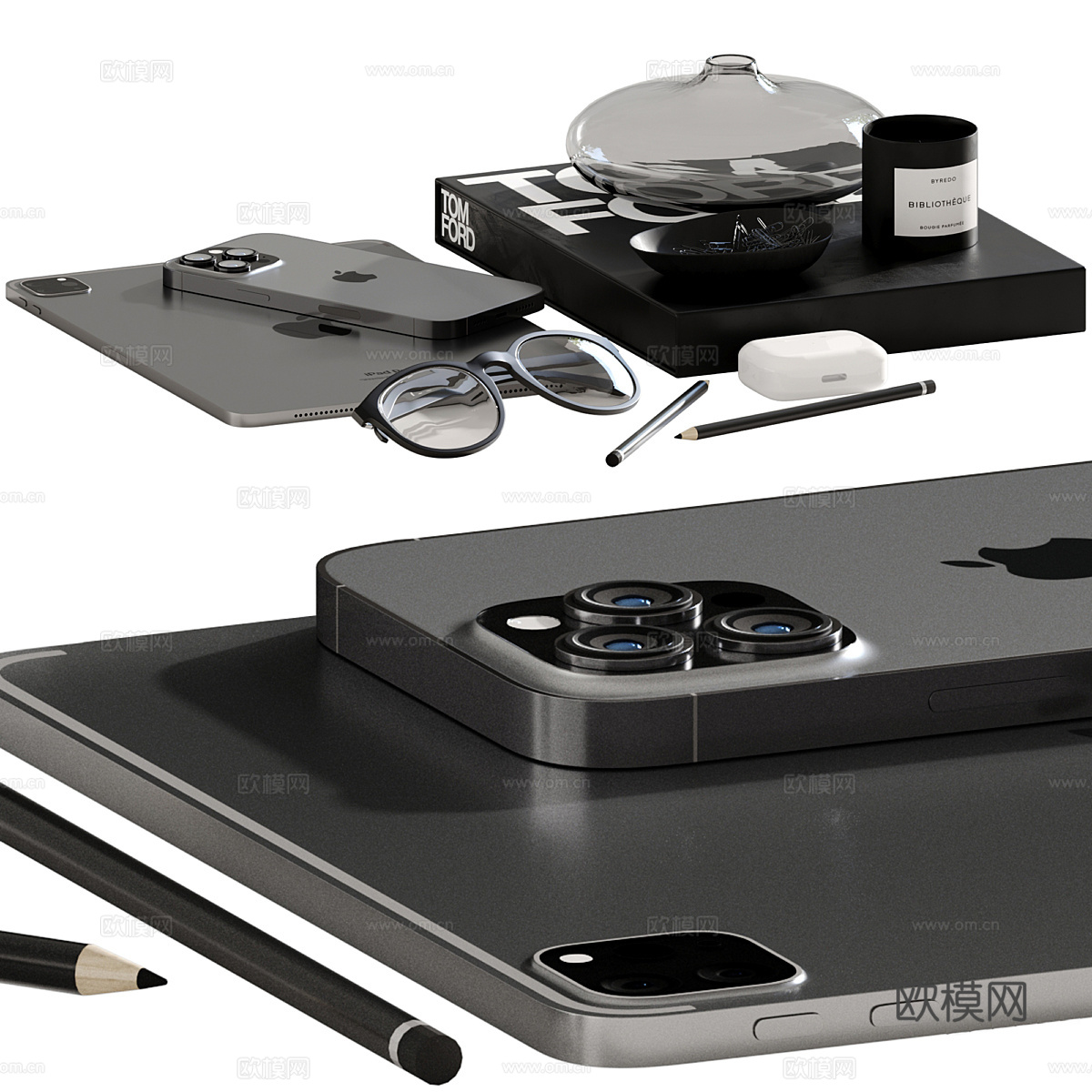 现代意式极简饰品摆件组合3d模型