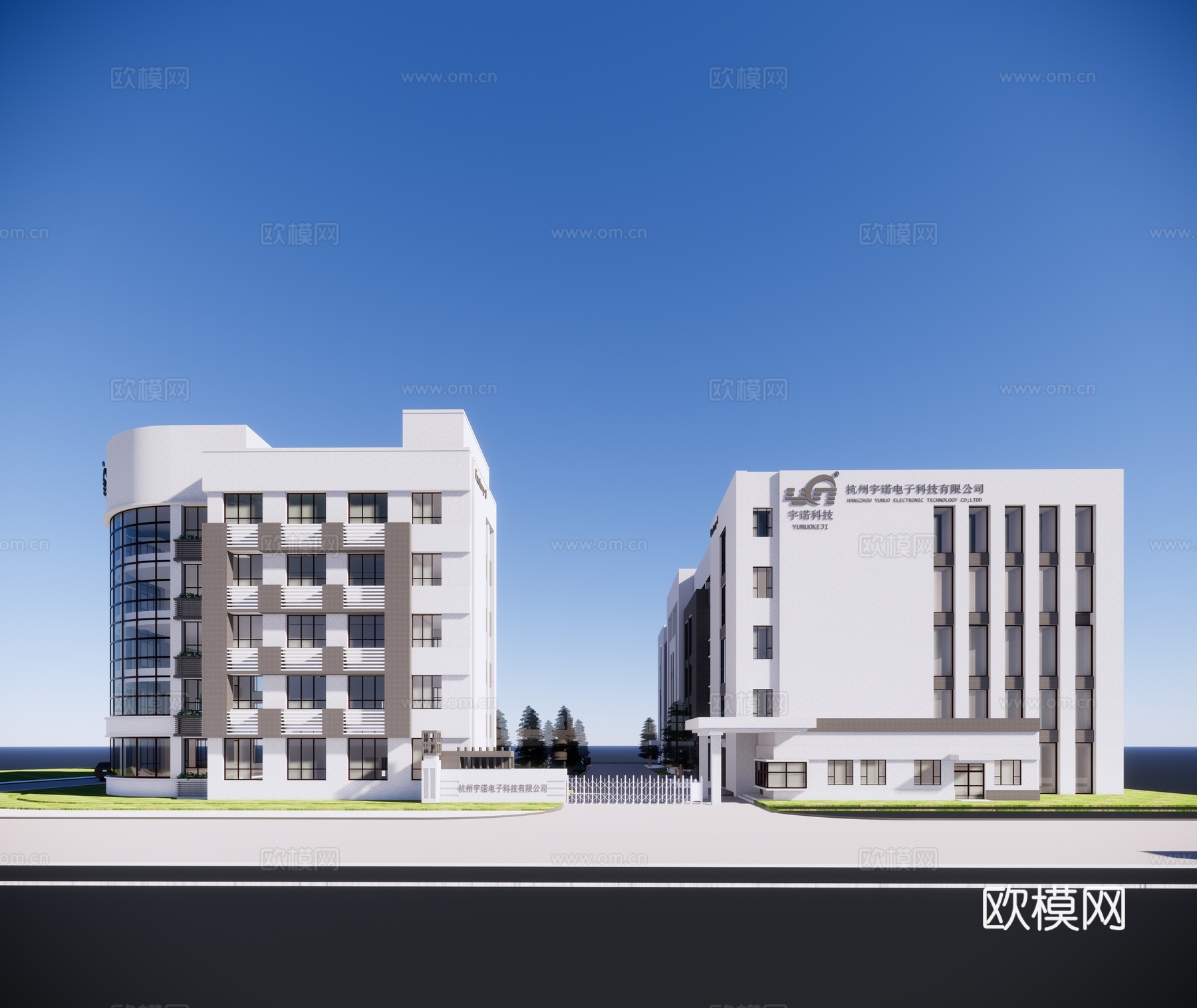 现代办公楼建筑外观su模型下载