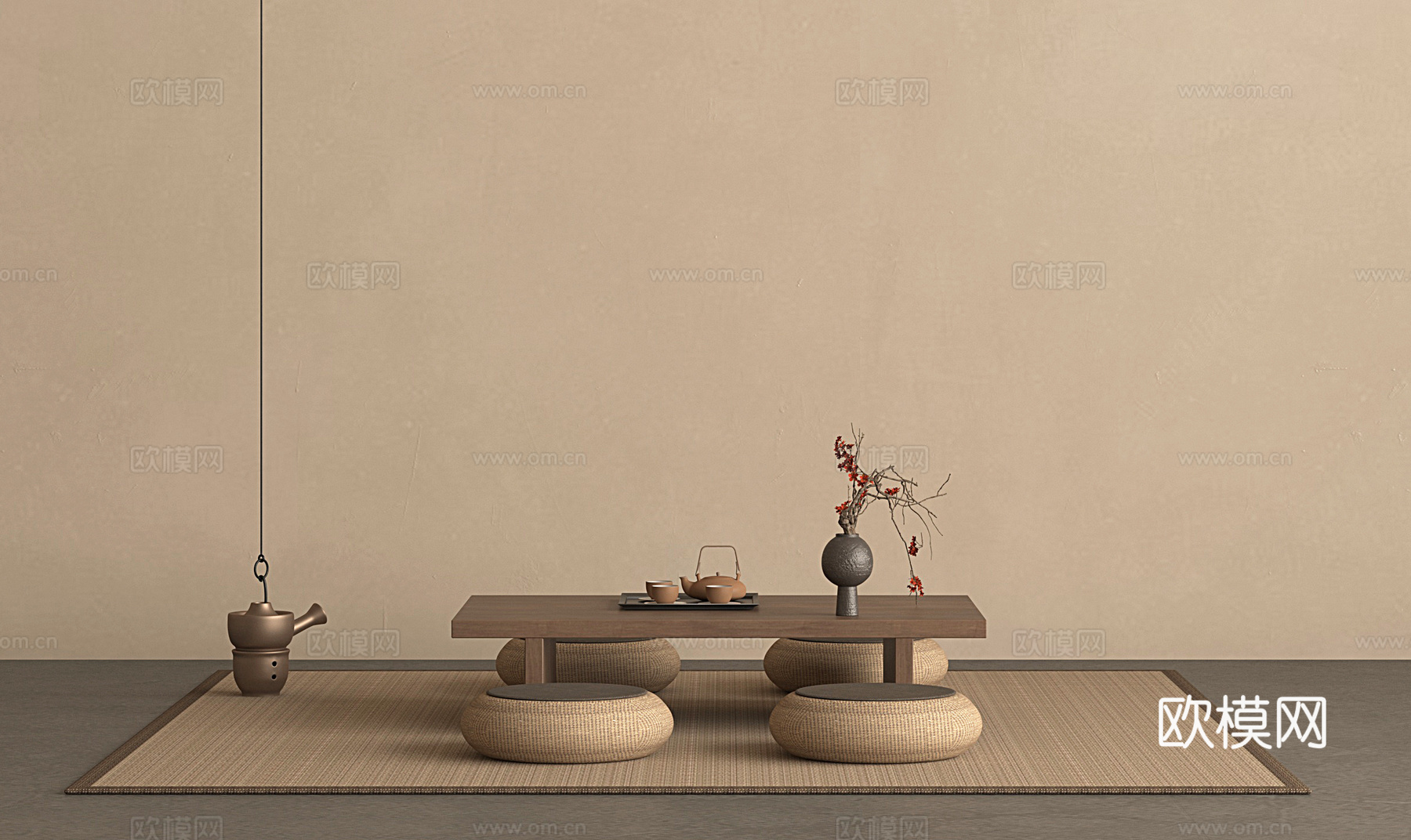 诧寂风茶桌椅茶台3d模型