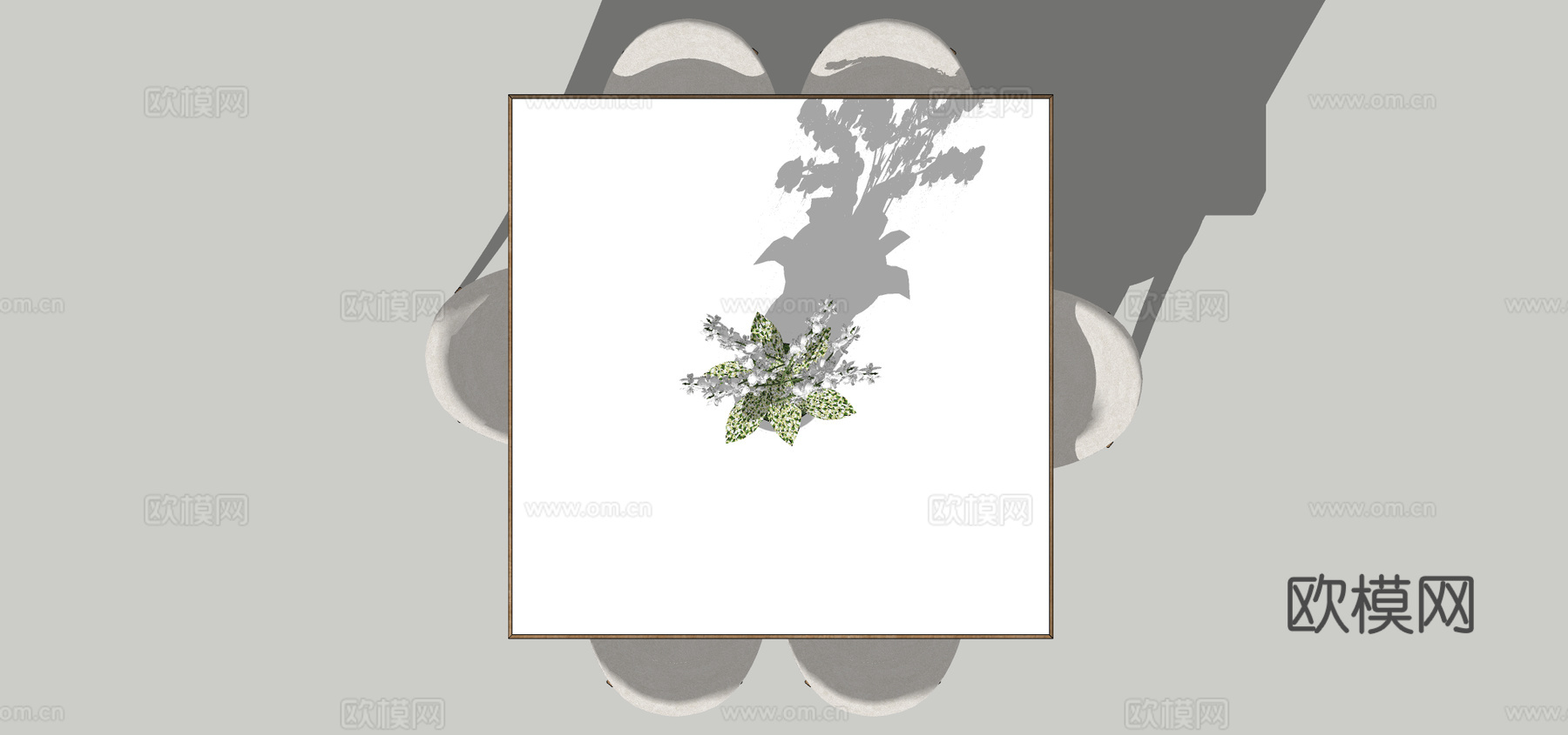 现代方形餐桌椅su模型下载