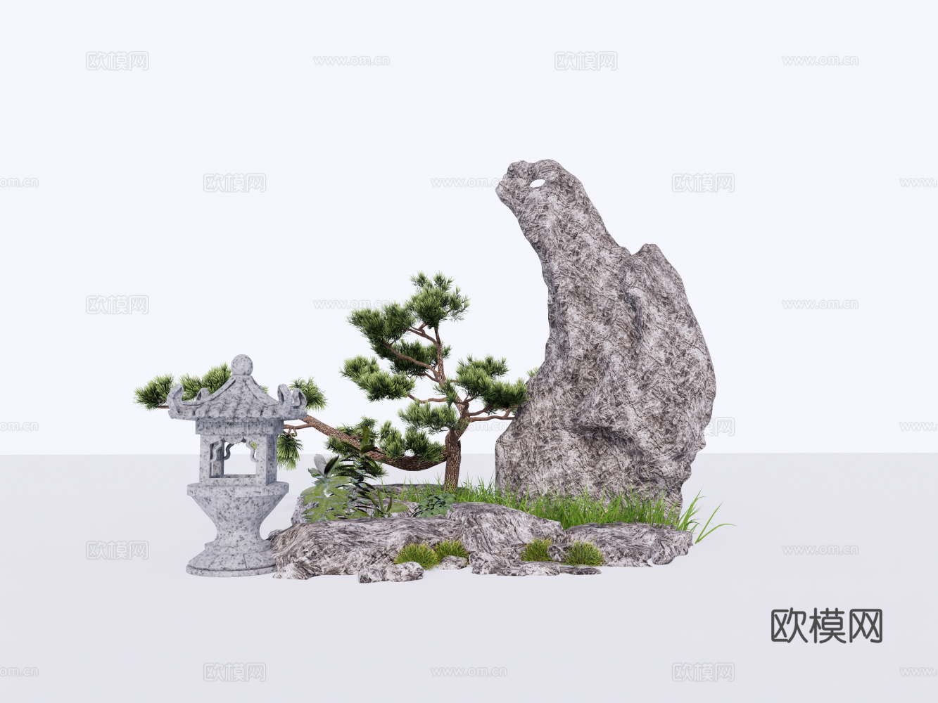 中式园林景石 景观石su模型下载