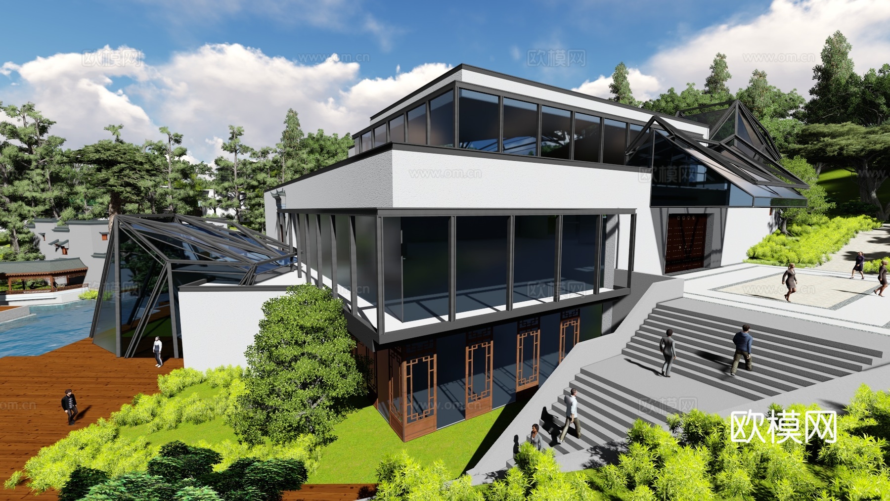现代雕刻博物馆建筑外观su模型下载