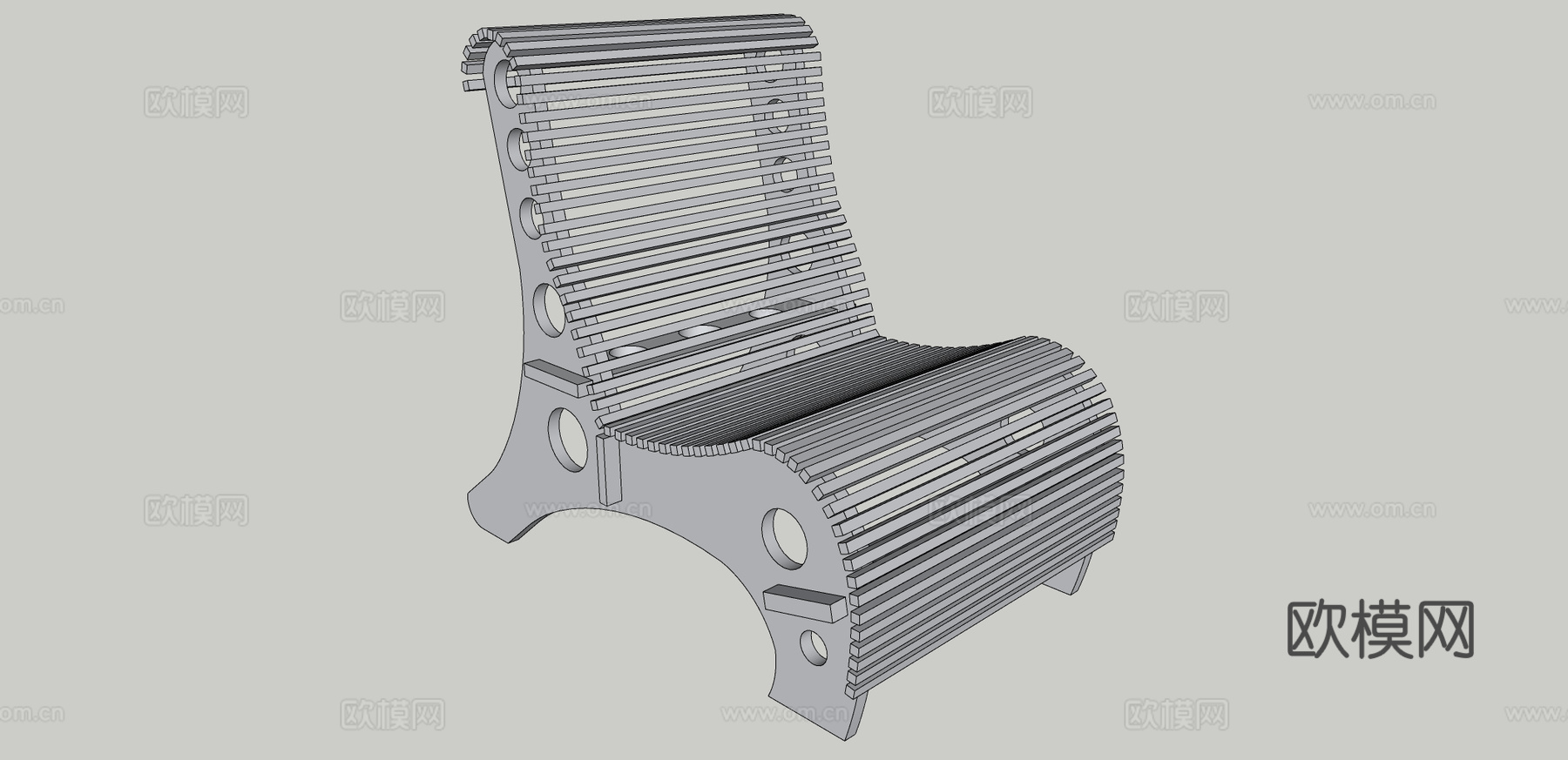 现代创意坐凳公用椅su模型下载下载（渲染图1）