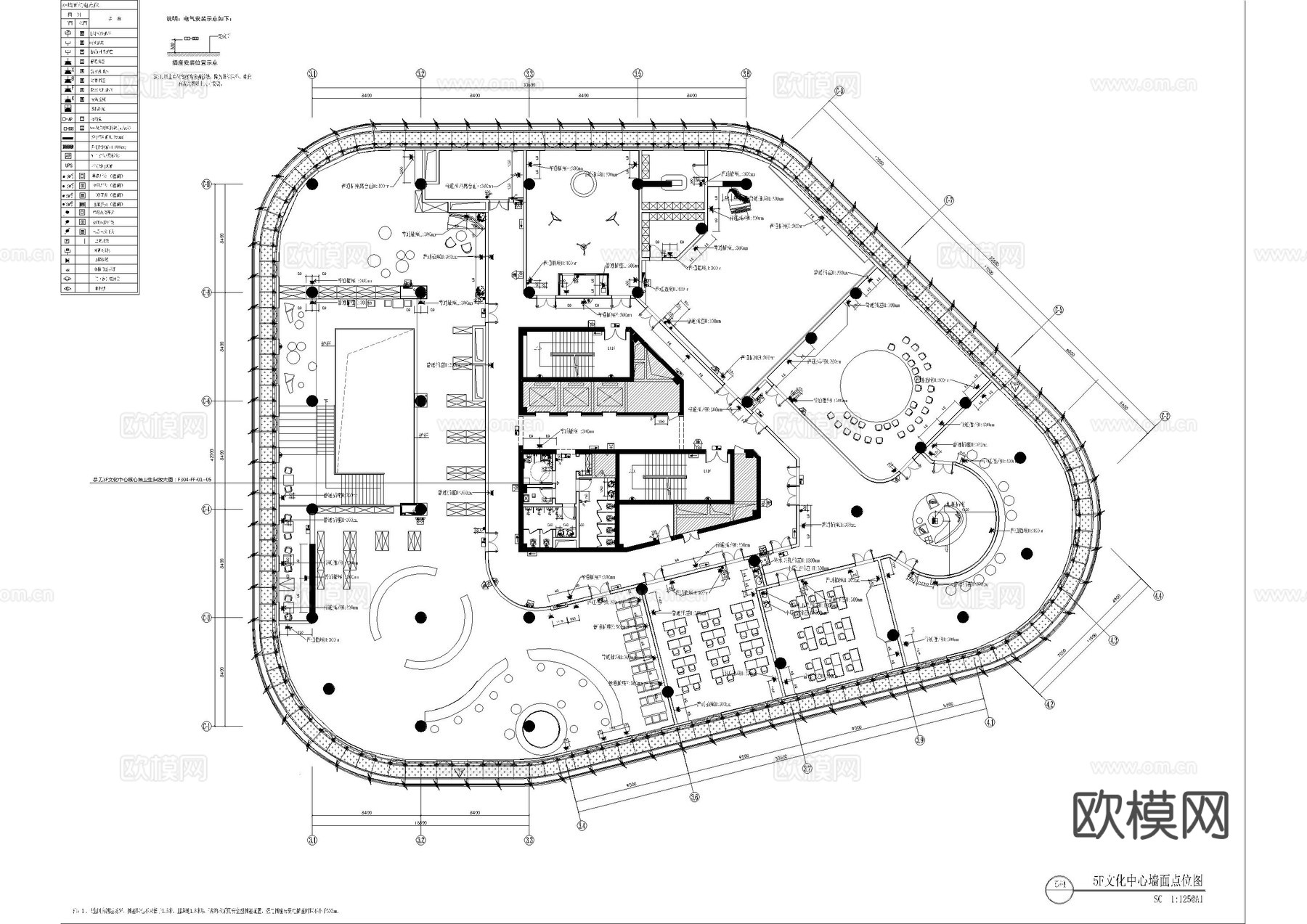 文化阅读室图书室中心全套施工图cad施工图