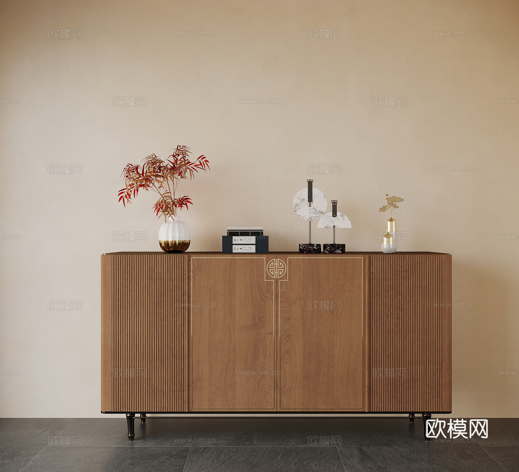 新中式玄关柜 端景柜su模型