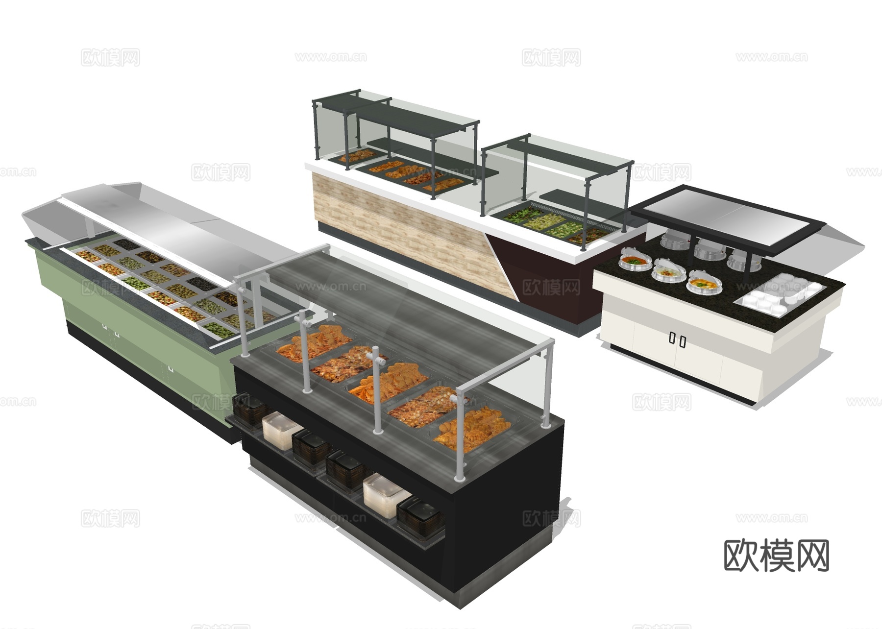 自助餐 快餐美食 取餐台su模型下载