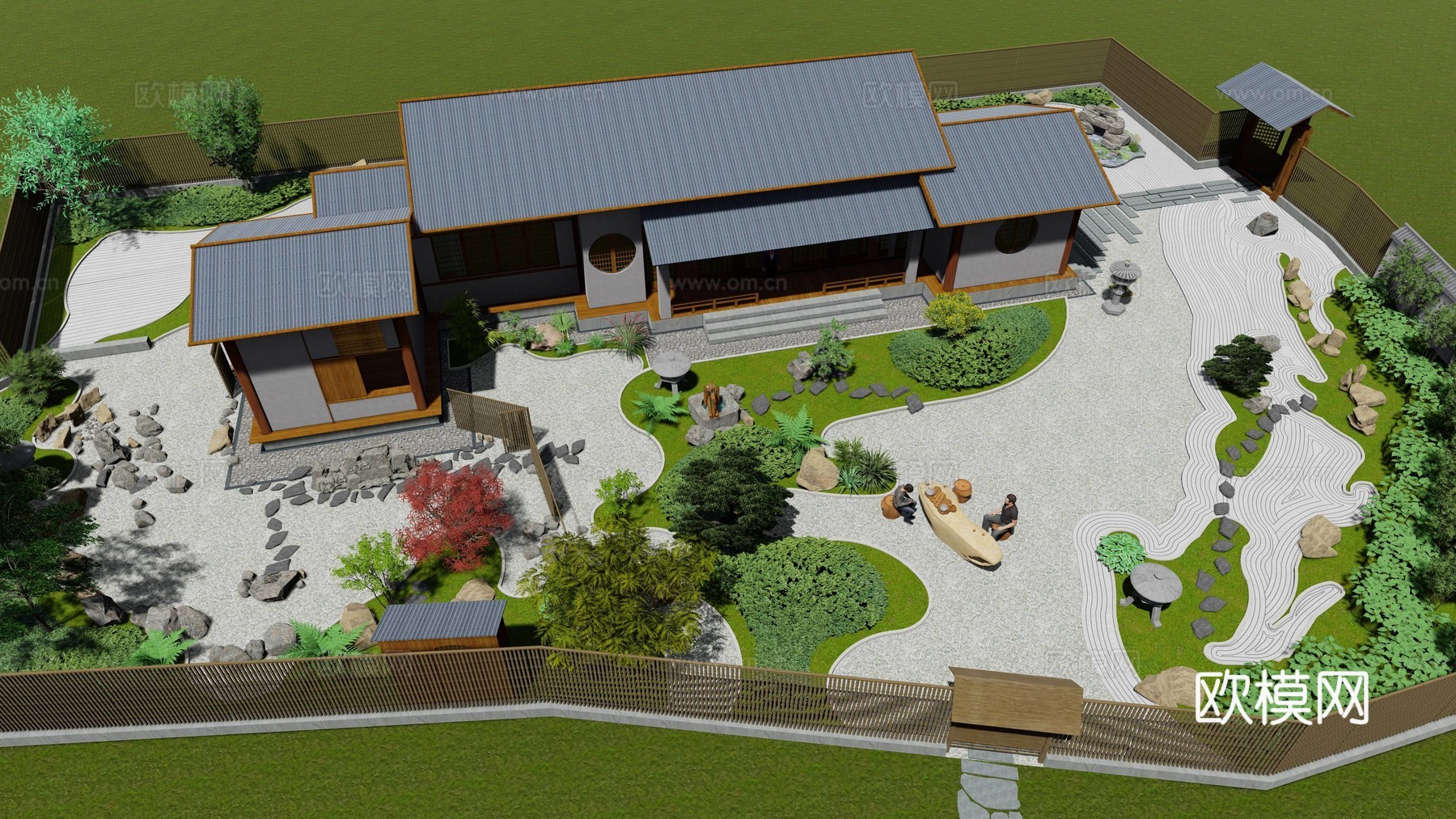 中式乡村庭院 花园景观su模型下载
