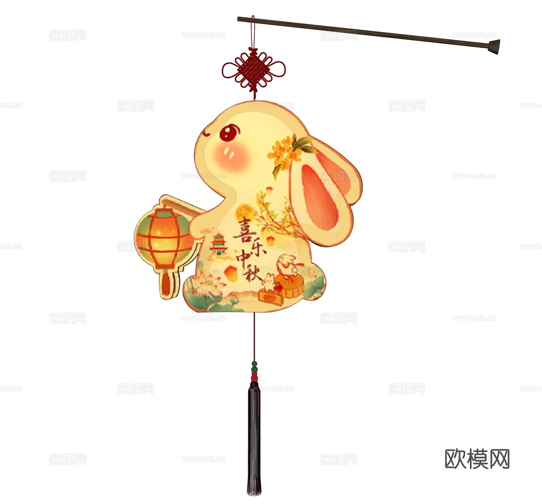 中式灯笼 中秋节花灯 兔子灯笼 中式手提灯笼 节日氛围灯笼su模型