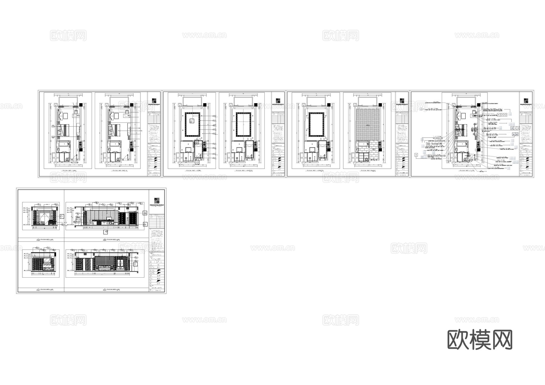 5套风格名宿客房施工图cad施工图