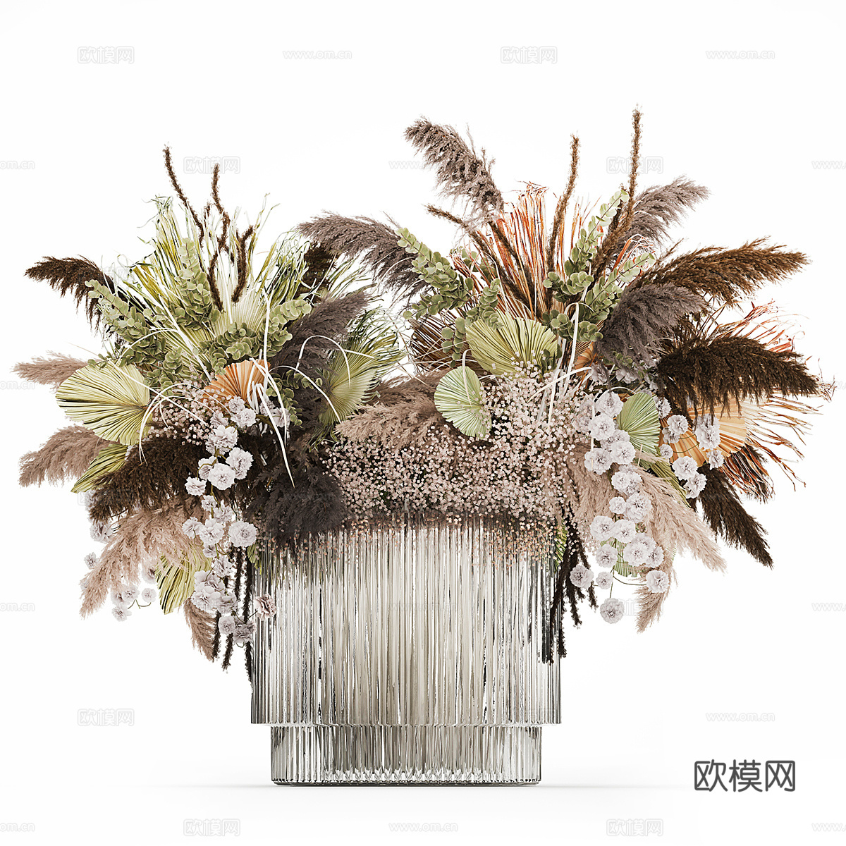 现代玻璃花瓶花艺3d模型