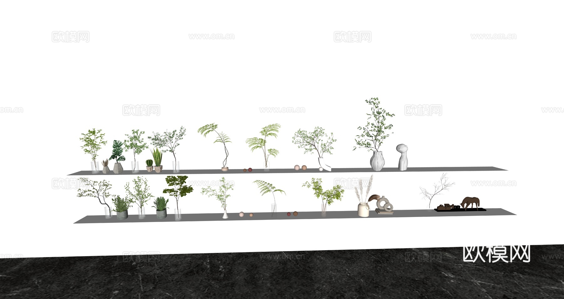 绿植盆栽su模型下载