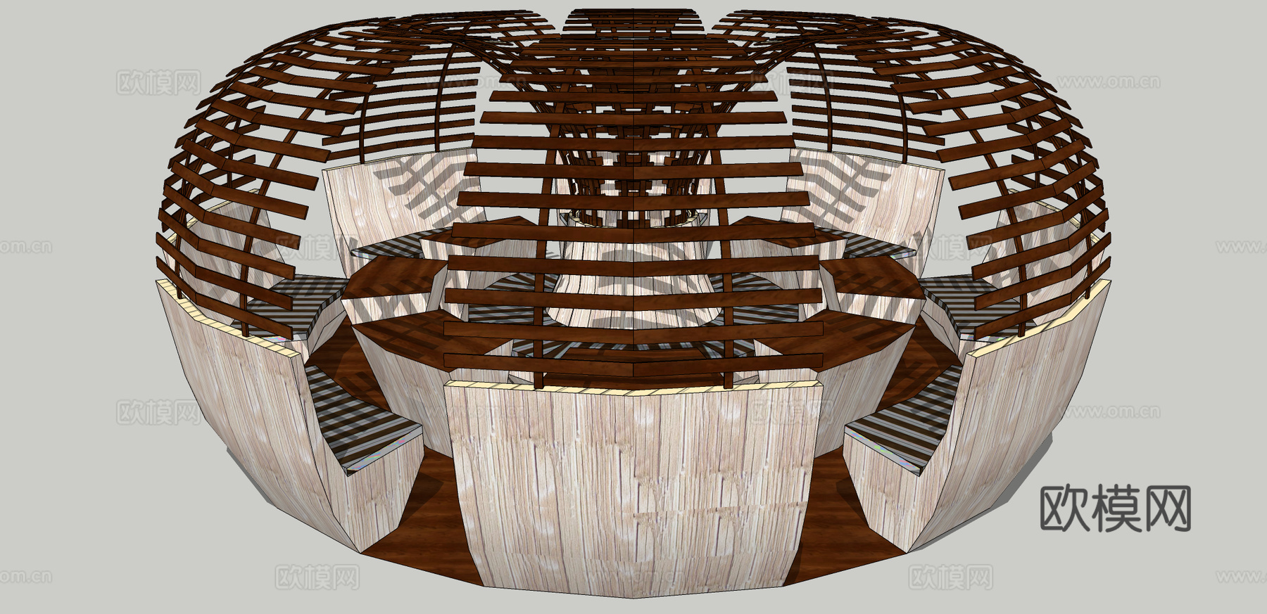 现代创意坐凳公用椅su模型下载下载（渲染图3）