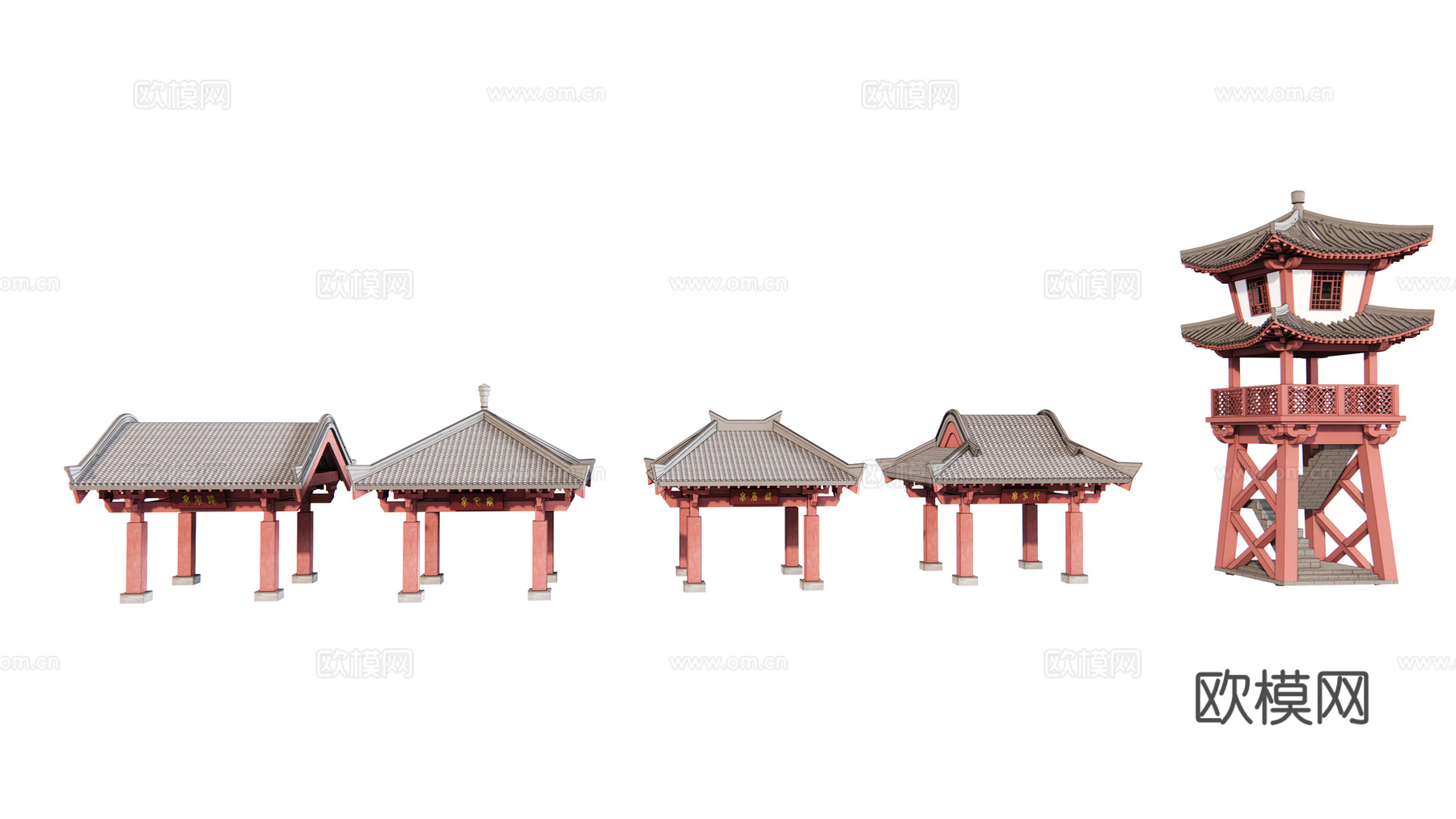 中式古建凉亭su模型下载