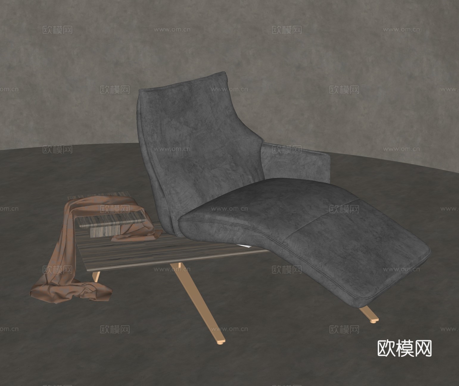 现代布艺躺椅su模型下载