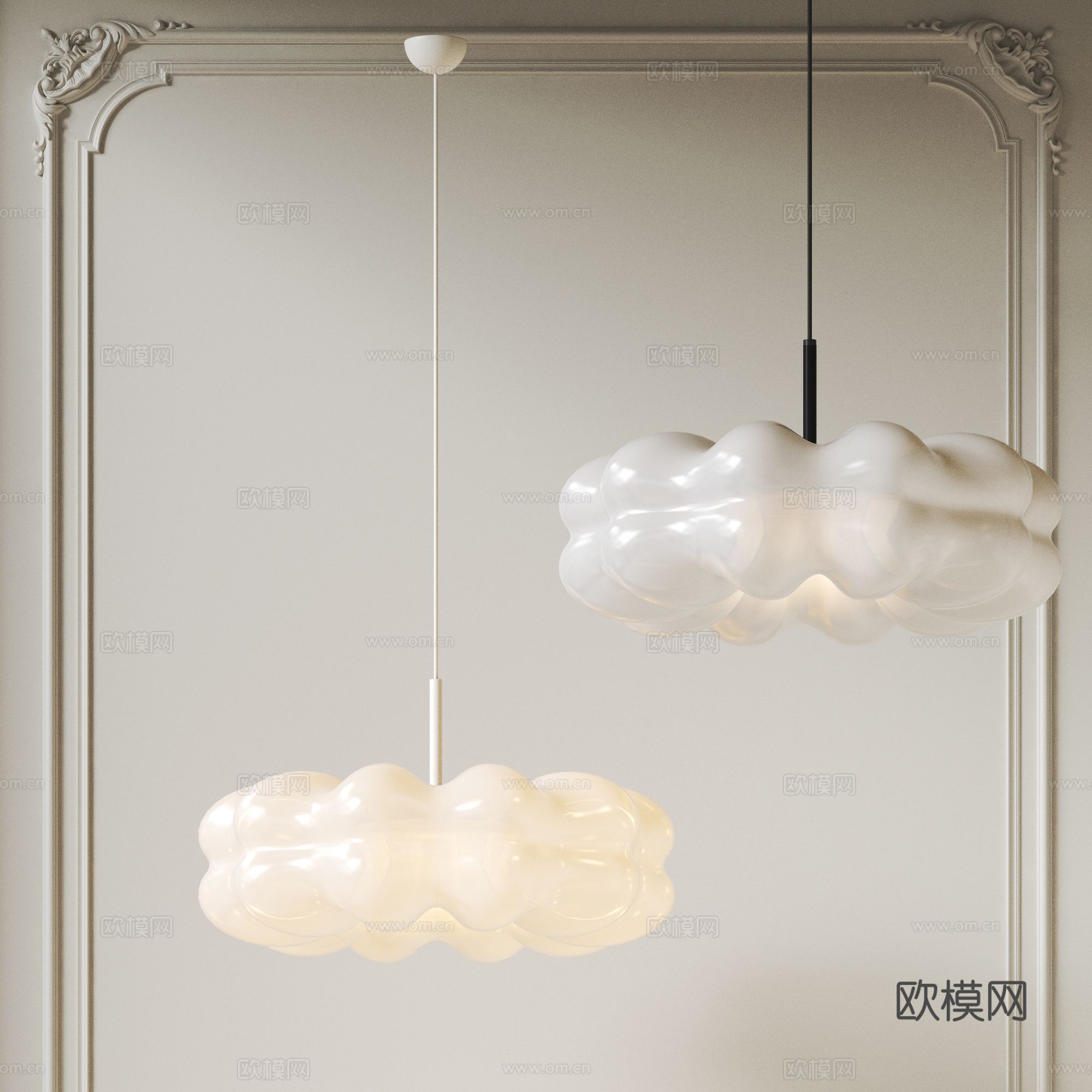 现代奶油风吊灯 儿童房吊灯 卧室吊灯 餐厅吊灯 南瓜灯3d模型