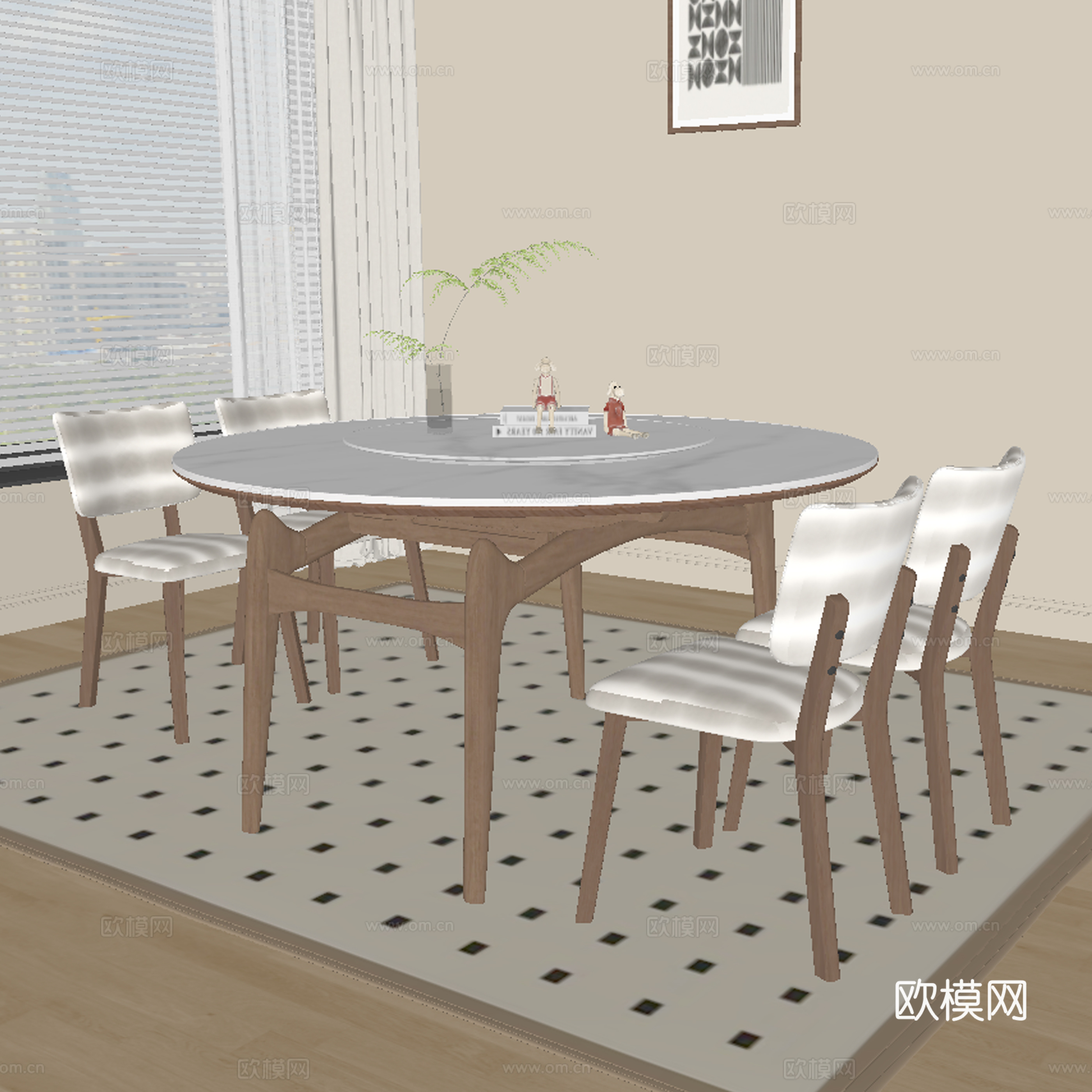 现代餐桌椅su模型