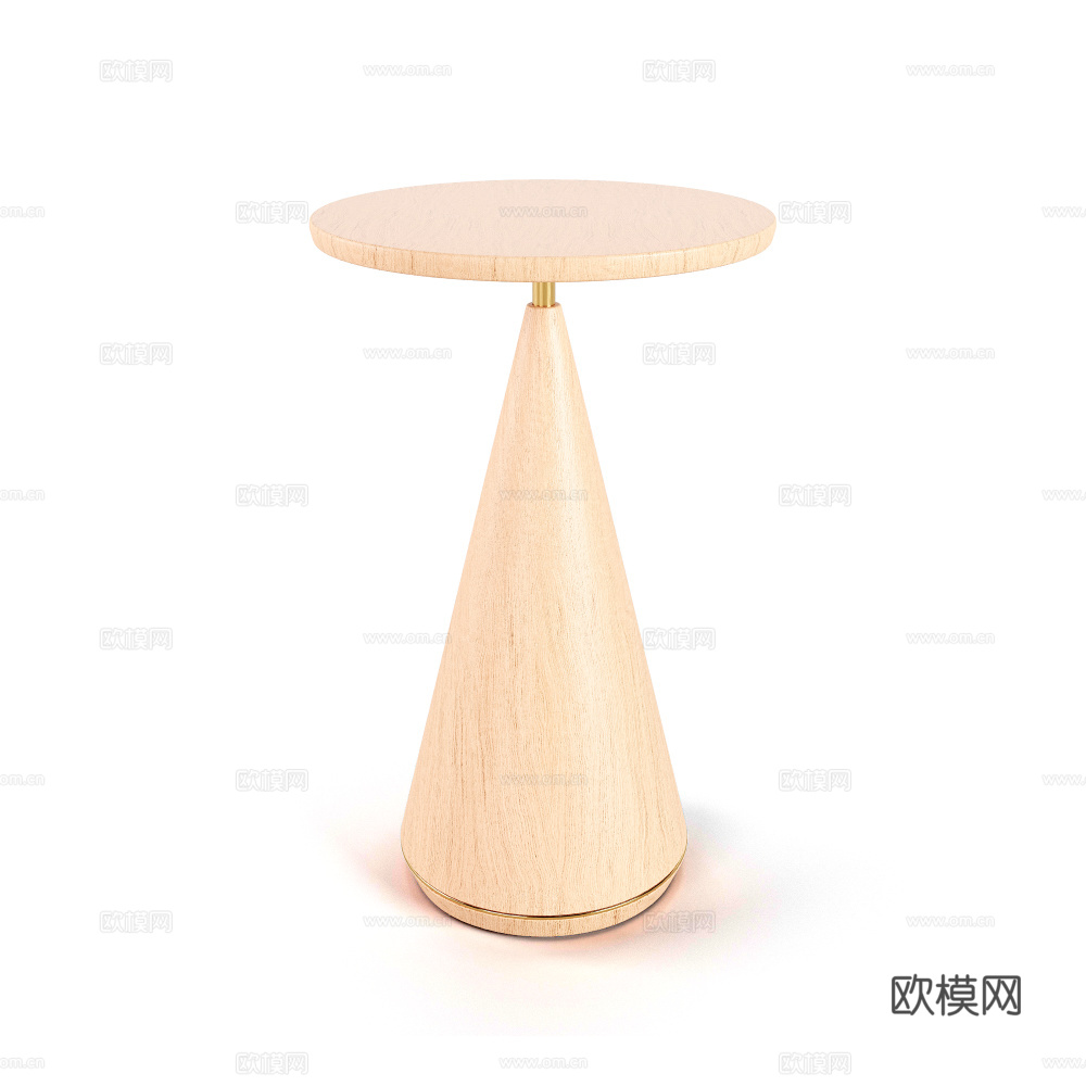 北欧实木边几圆边几小圆桌su模型