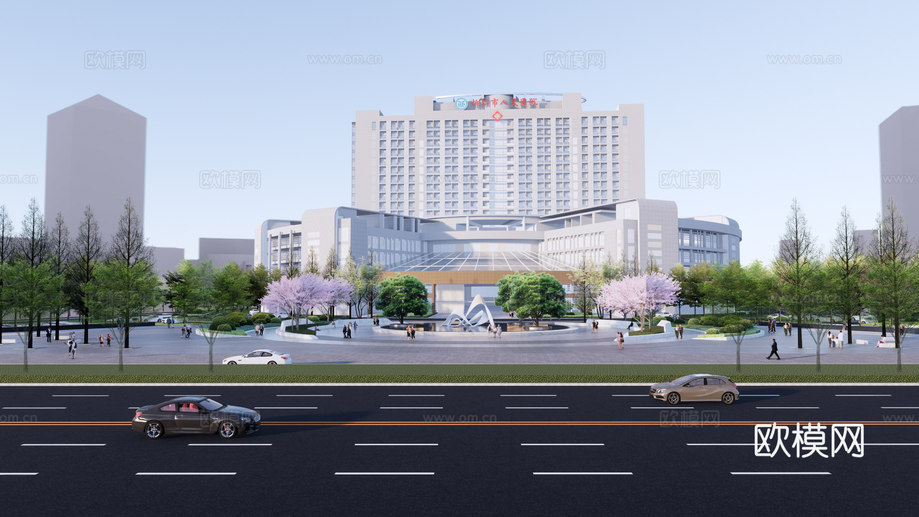 现代医院建筑外观su模型下载