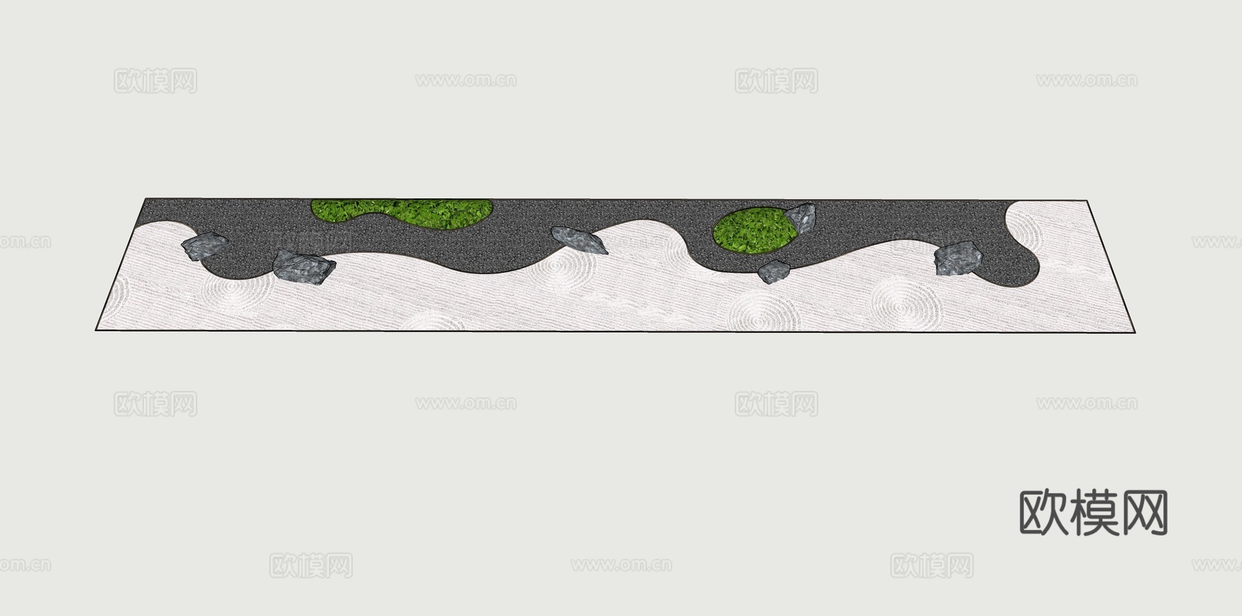 枯山水 旱景 禅意景观 庭院小品su模型下载
