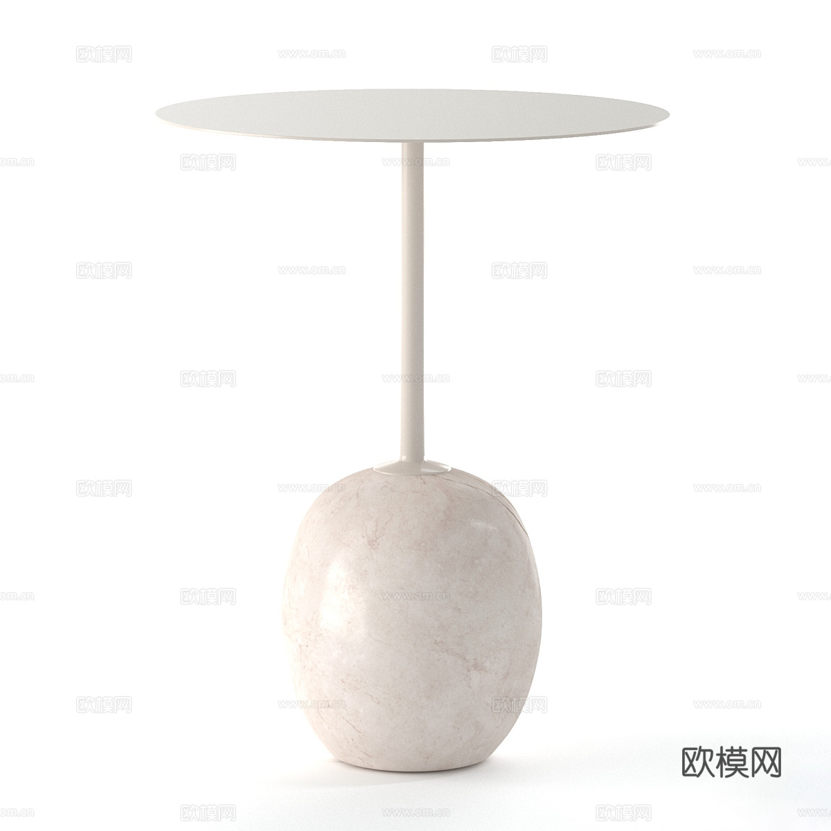 现代意式极简大理石金属圆边几3d模型