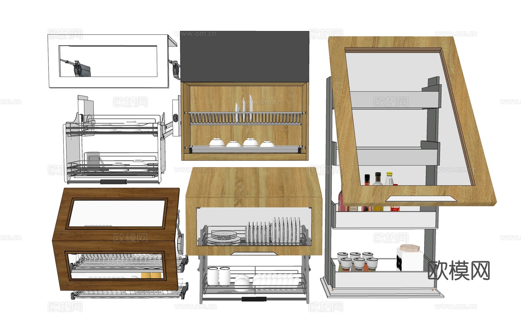 碗具橱柜 餐具收纳柜su模型下载
