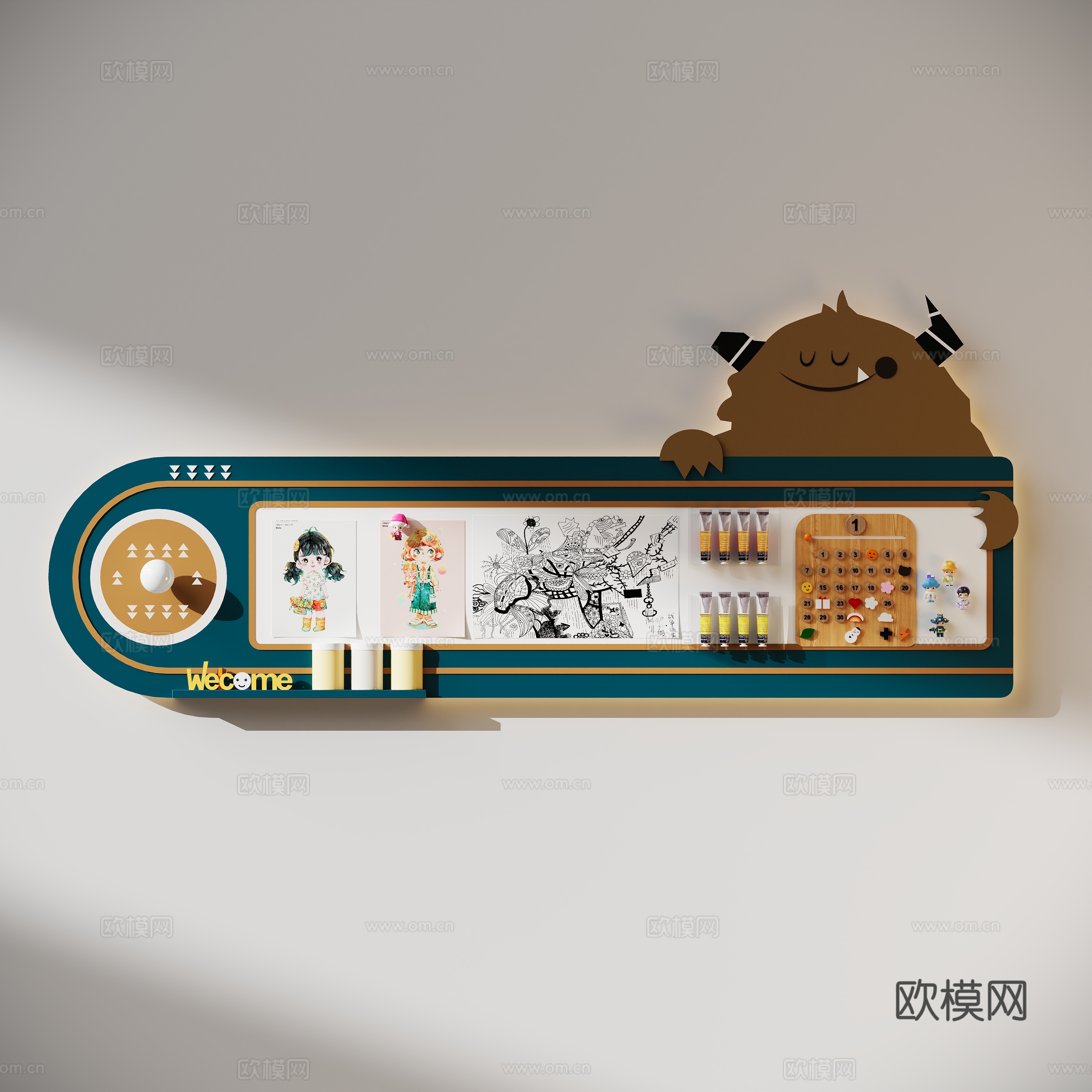 现代儿童墙饰挂件3d模型