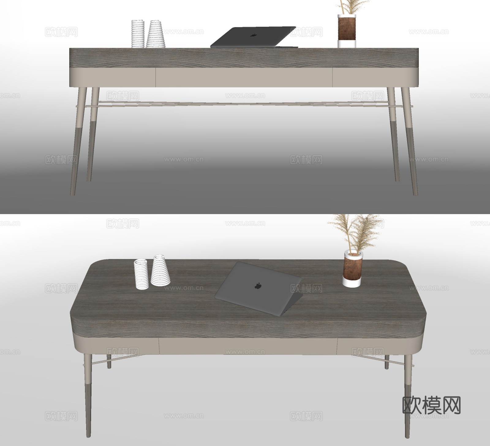 现代书桌su模型下载