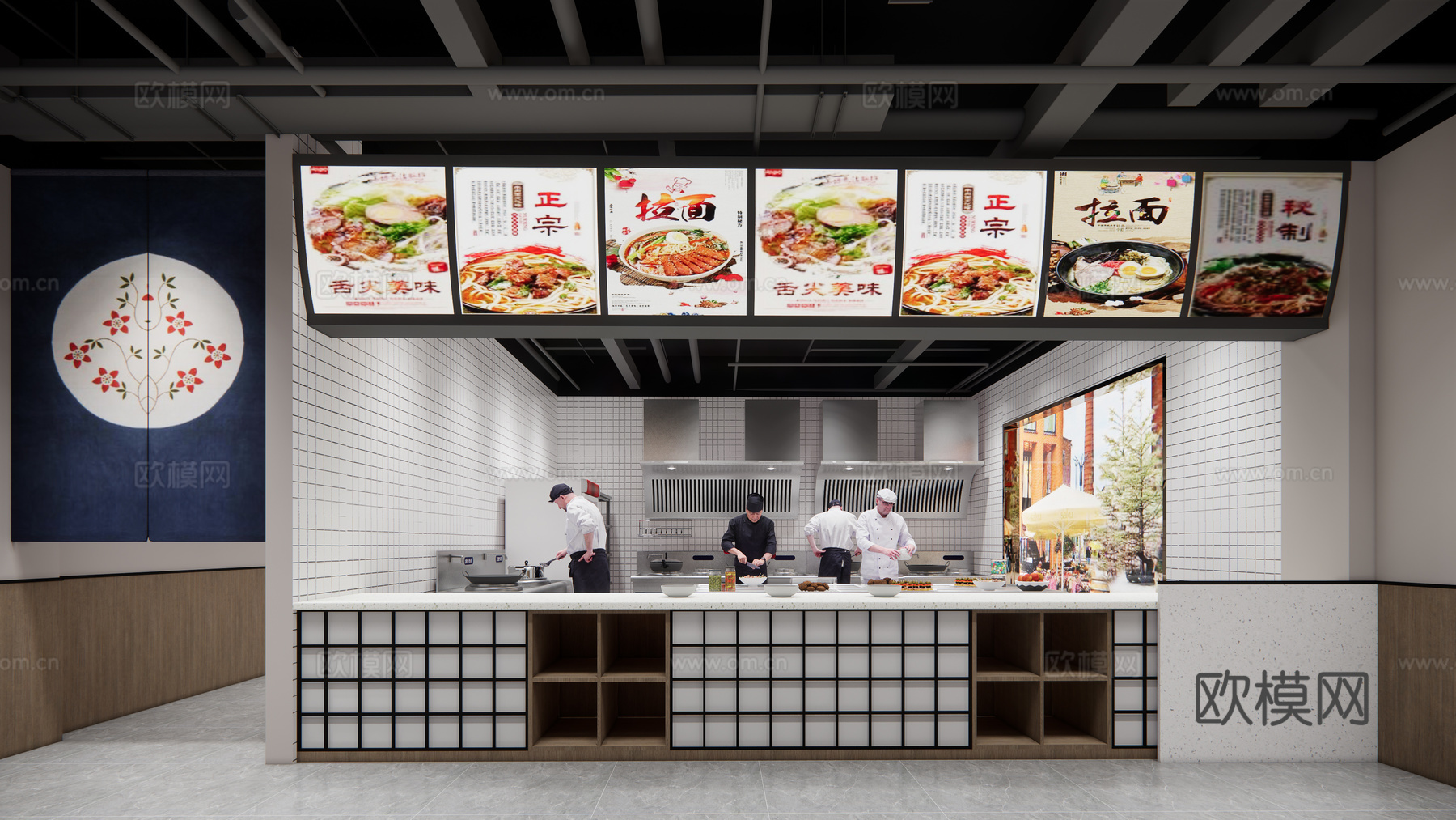 现代快餐店厨房su模型下载