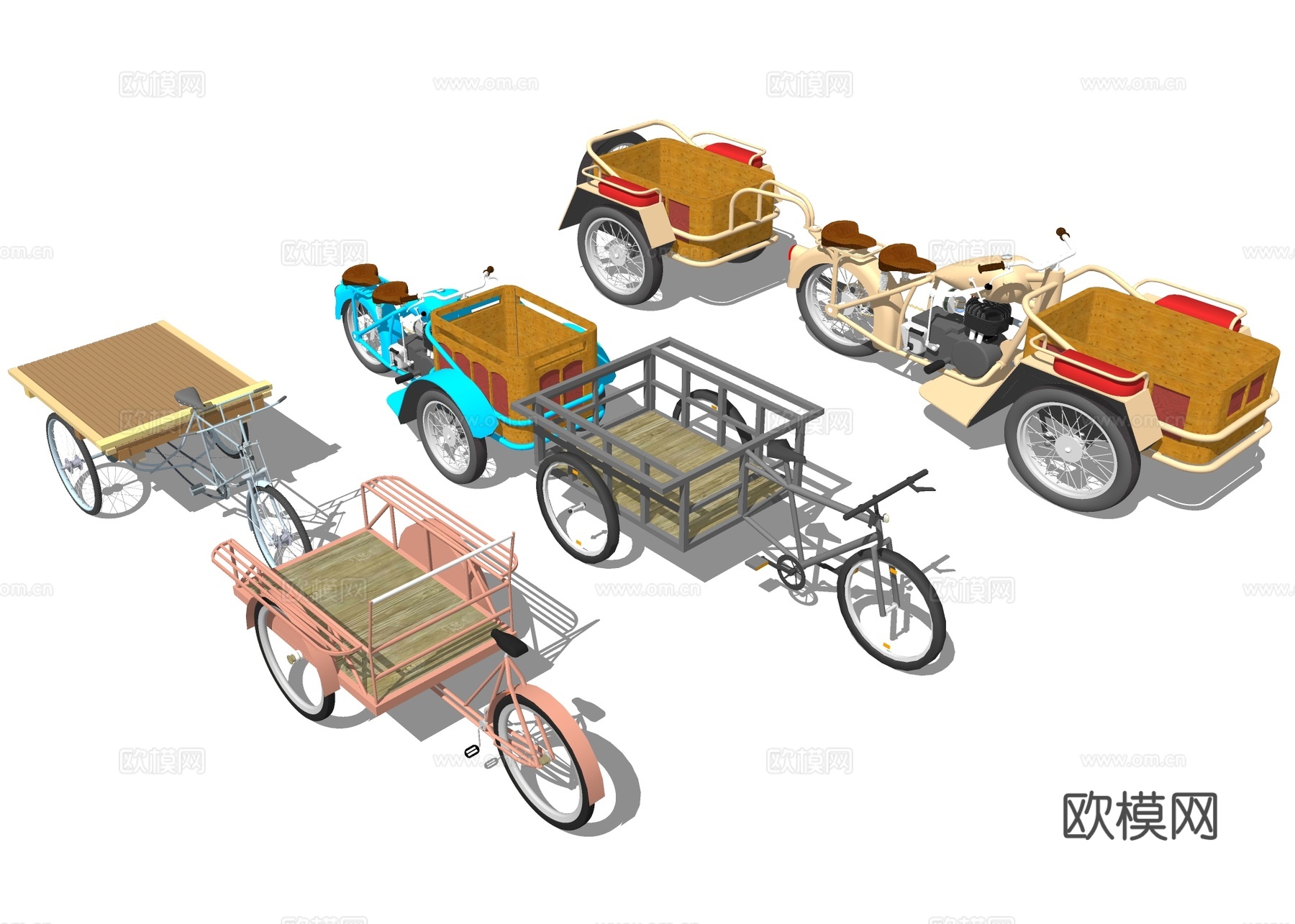 电动三轮车 三轮自行车su模型下载