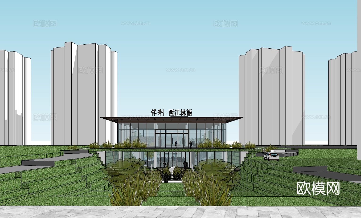 现代售楼处su模型下载
