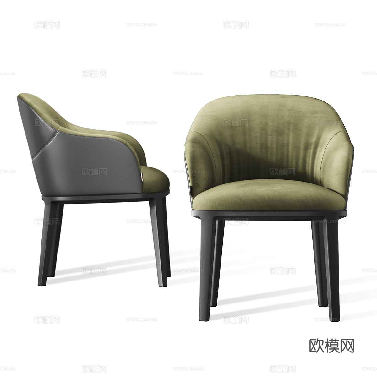现代意式布艺皮革单椅3d模型