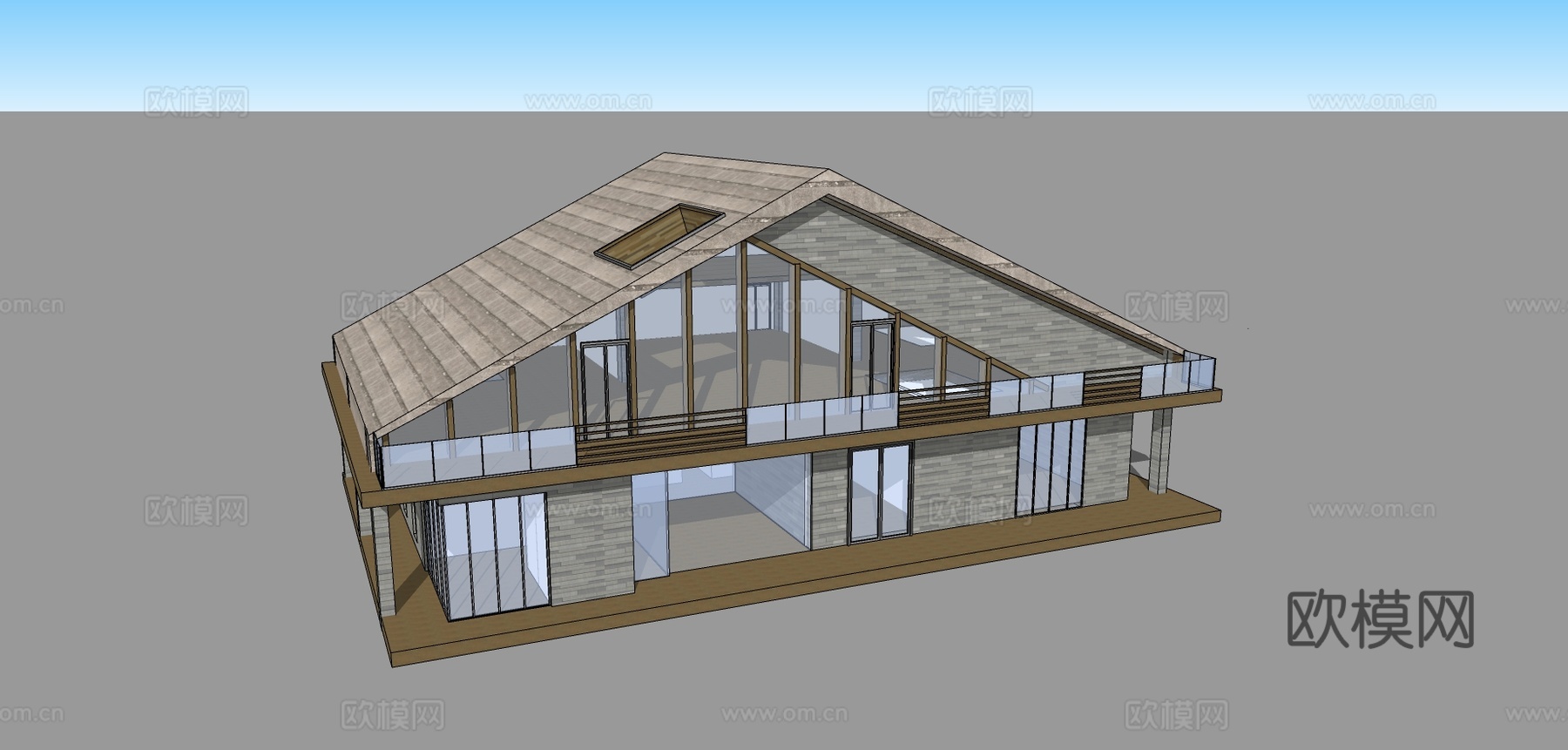 现代商铺建筑外观su模型下载