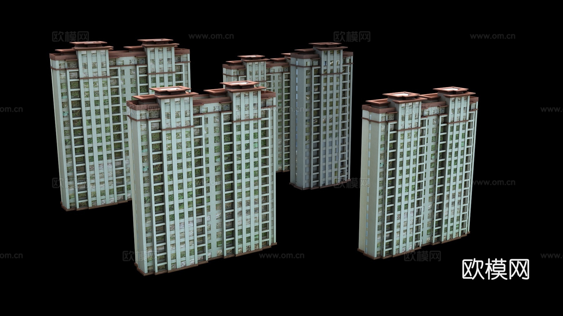 现代高层住宅楼建筑外观su模型下载