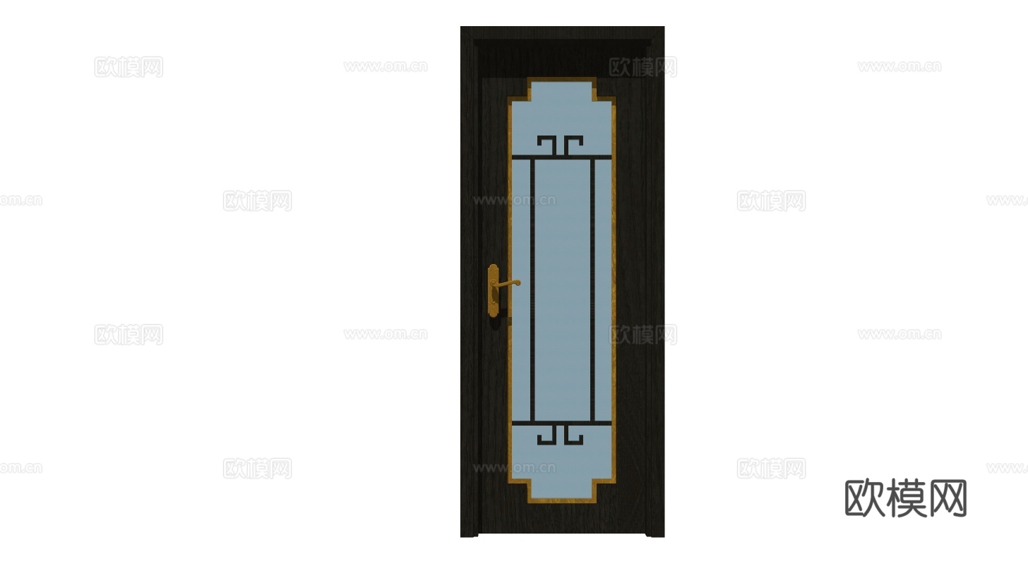 新中式单开门su模型下载
