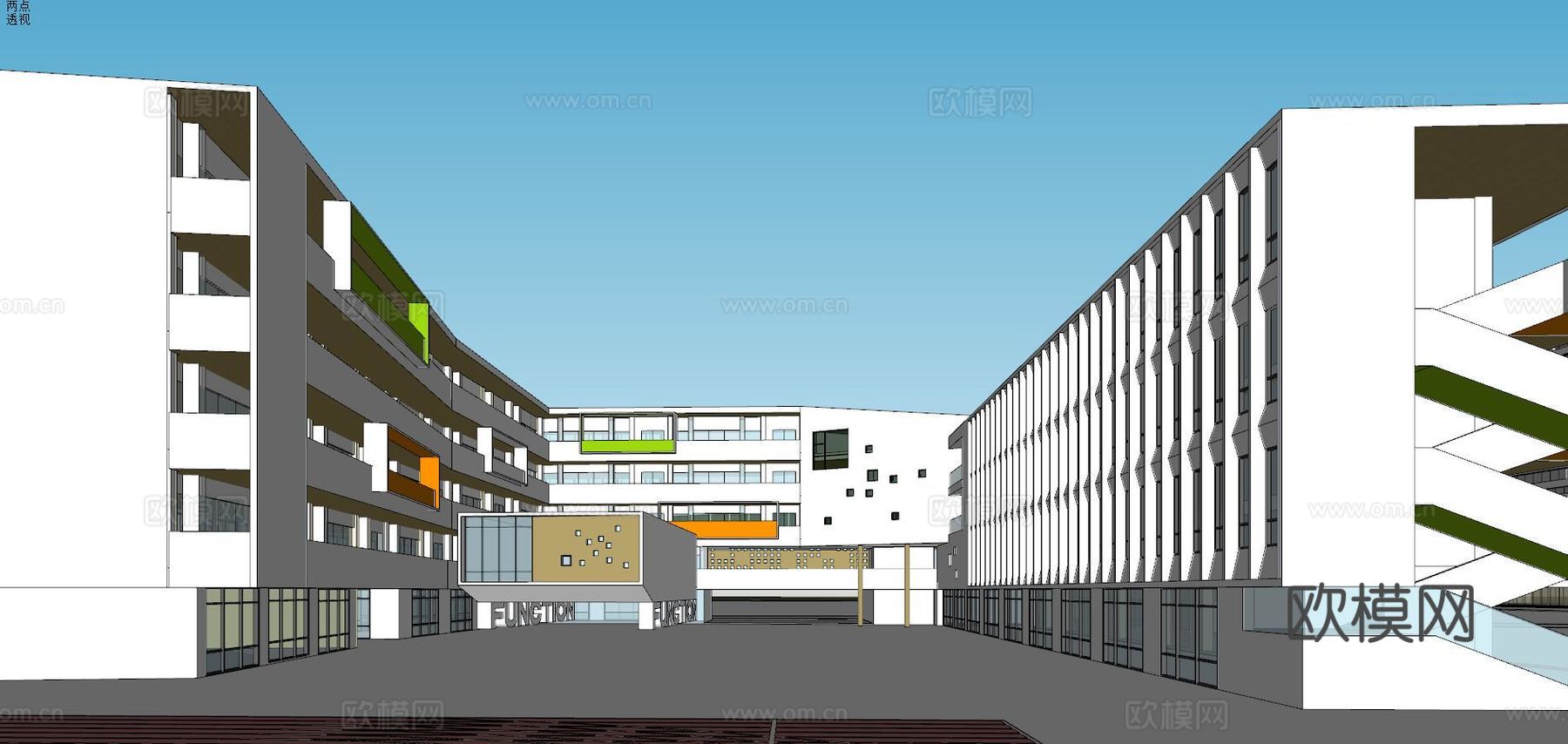 现代住宅小区建筑外观su模型下载