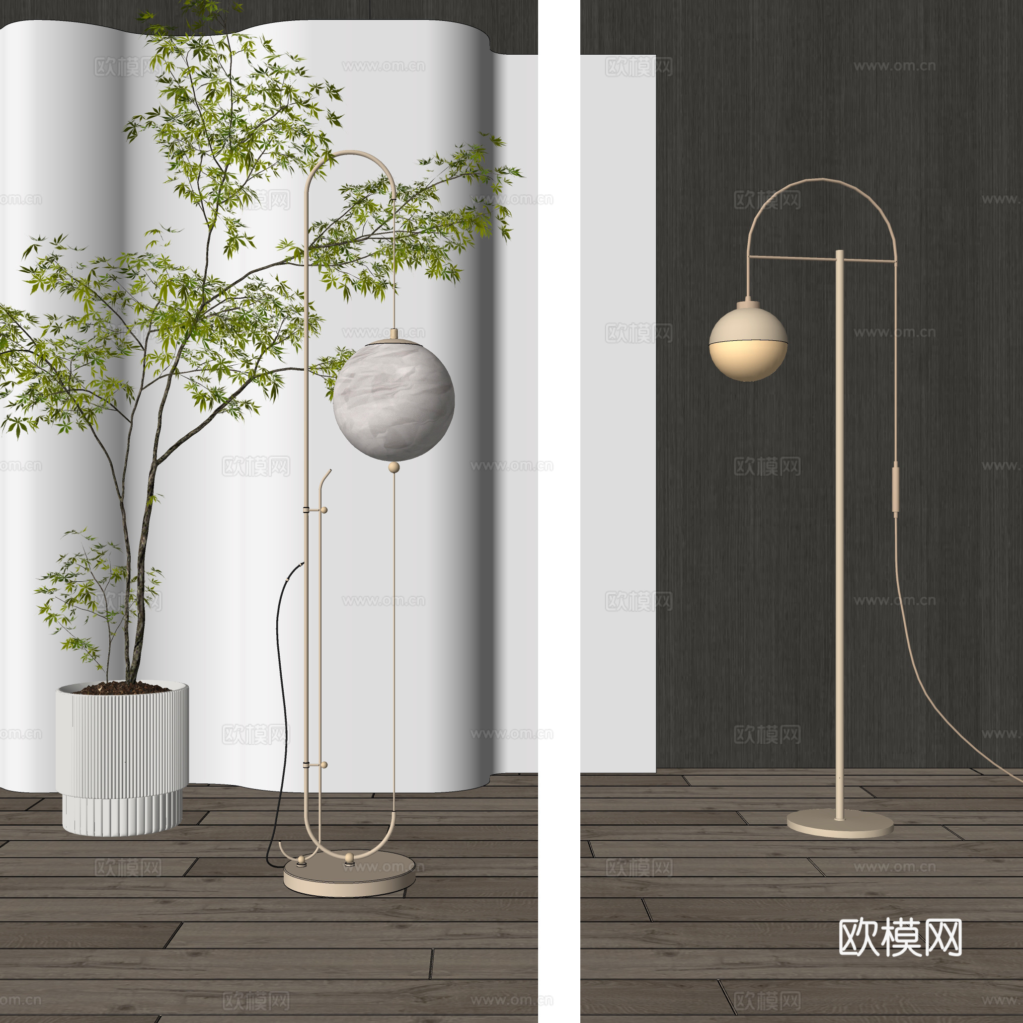 现代金属落地灯su模型下载