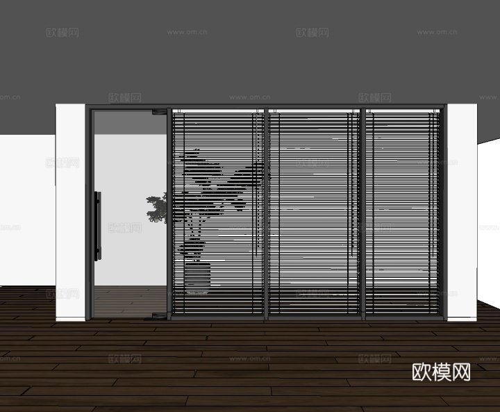现代办公玻璃门su模型下载