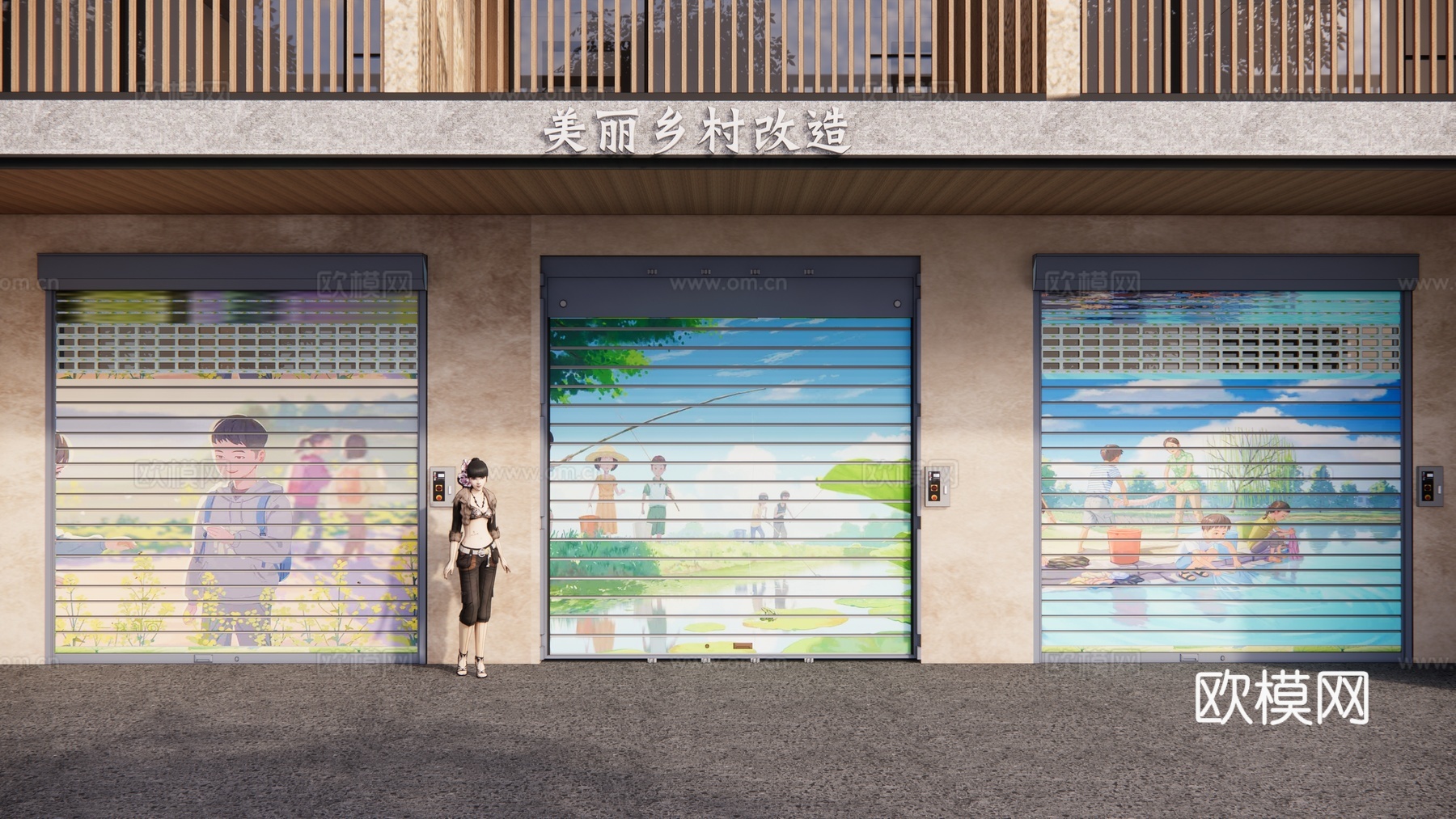 现代卷帘门 卷闸门su模型下载