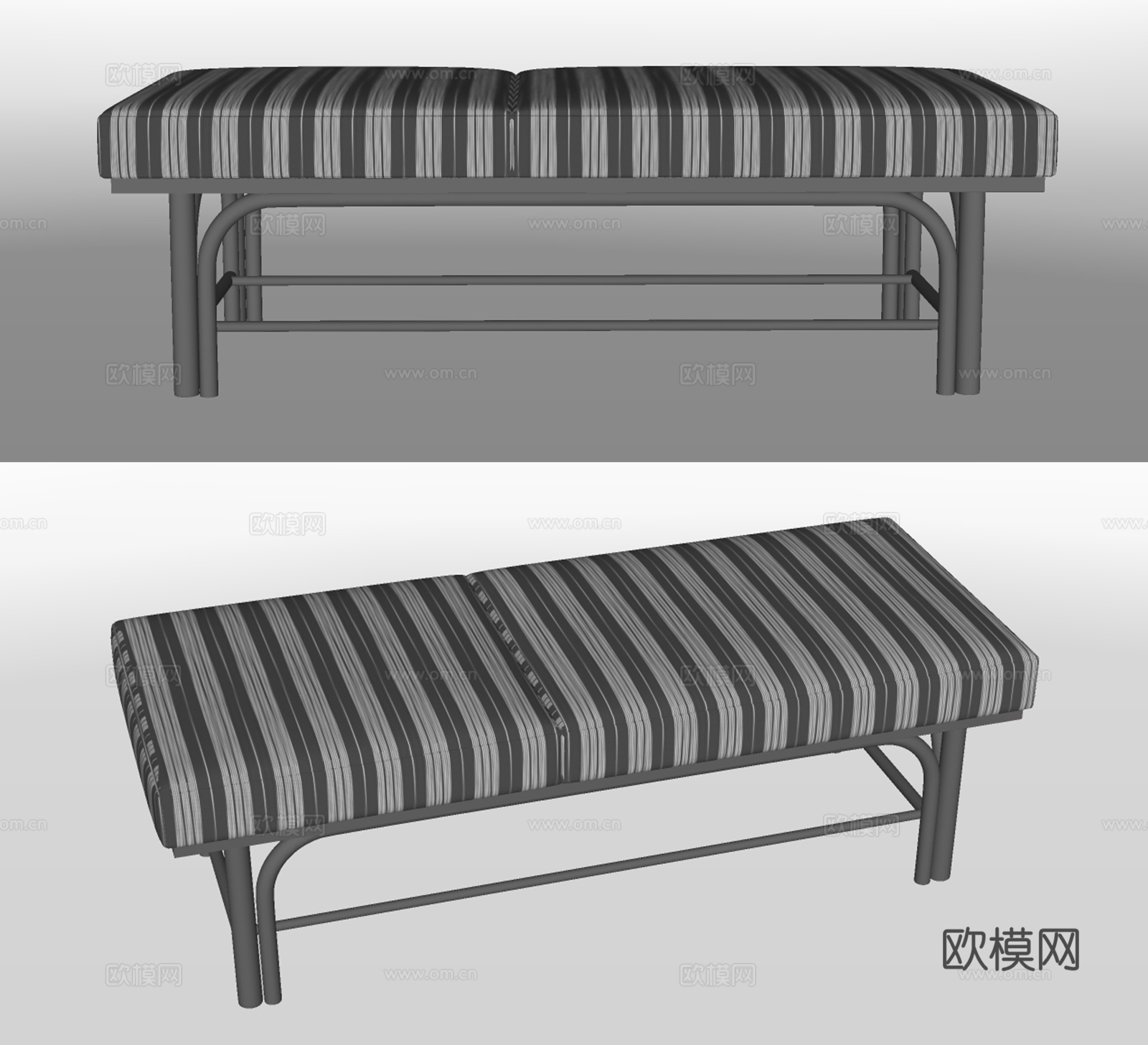 现代布艺脚踏su模型下载