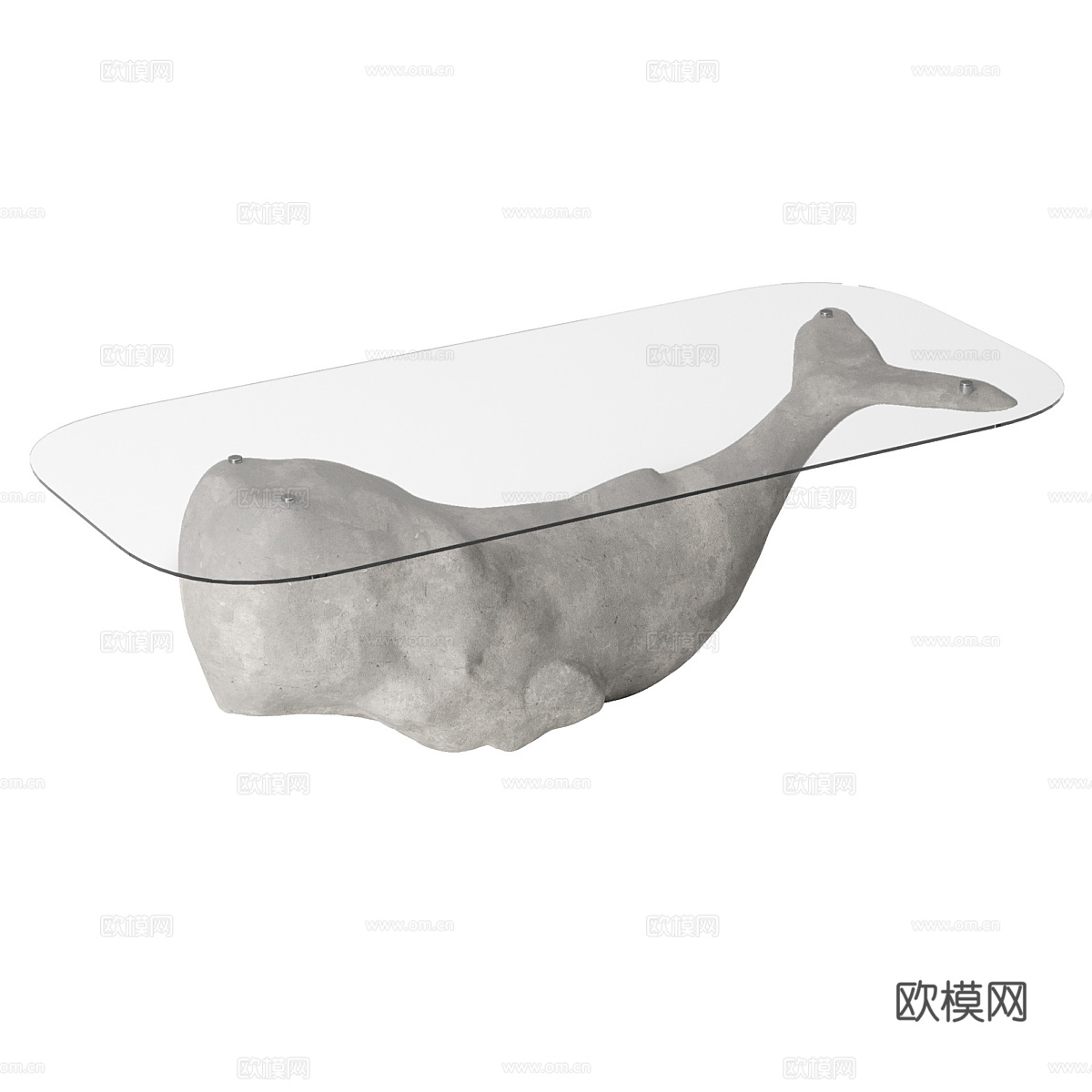 现代意式侘寂椭圆玻璃餐桌 茶桌3d模型
