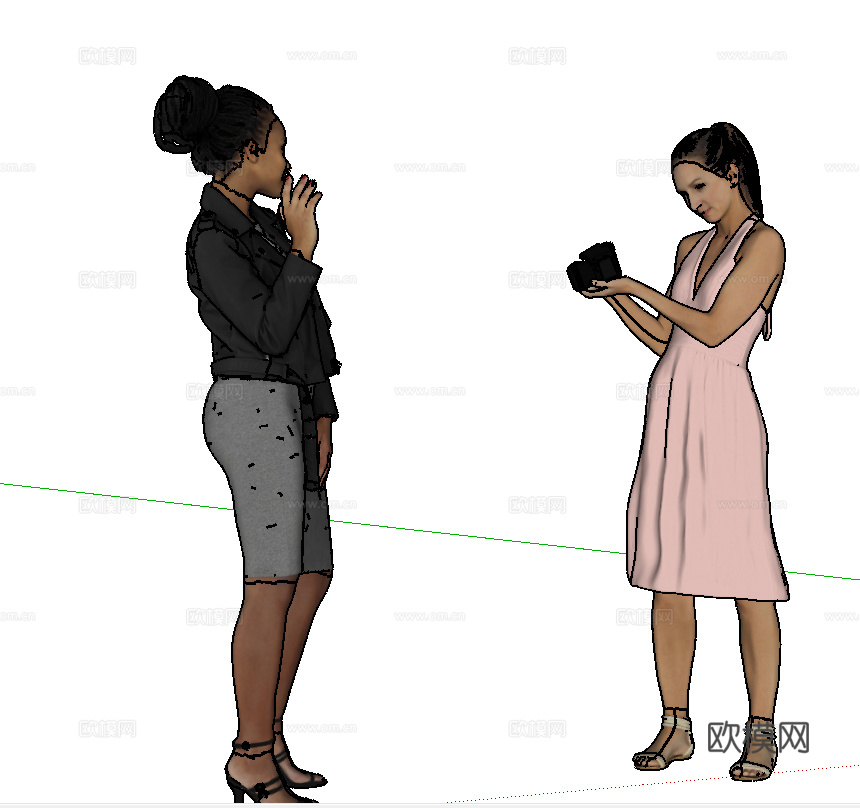 现代女性人物su模型下载