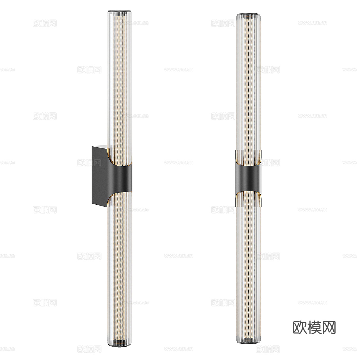 现代意式极简长条金属玻璃装饰壁灯3d模型