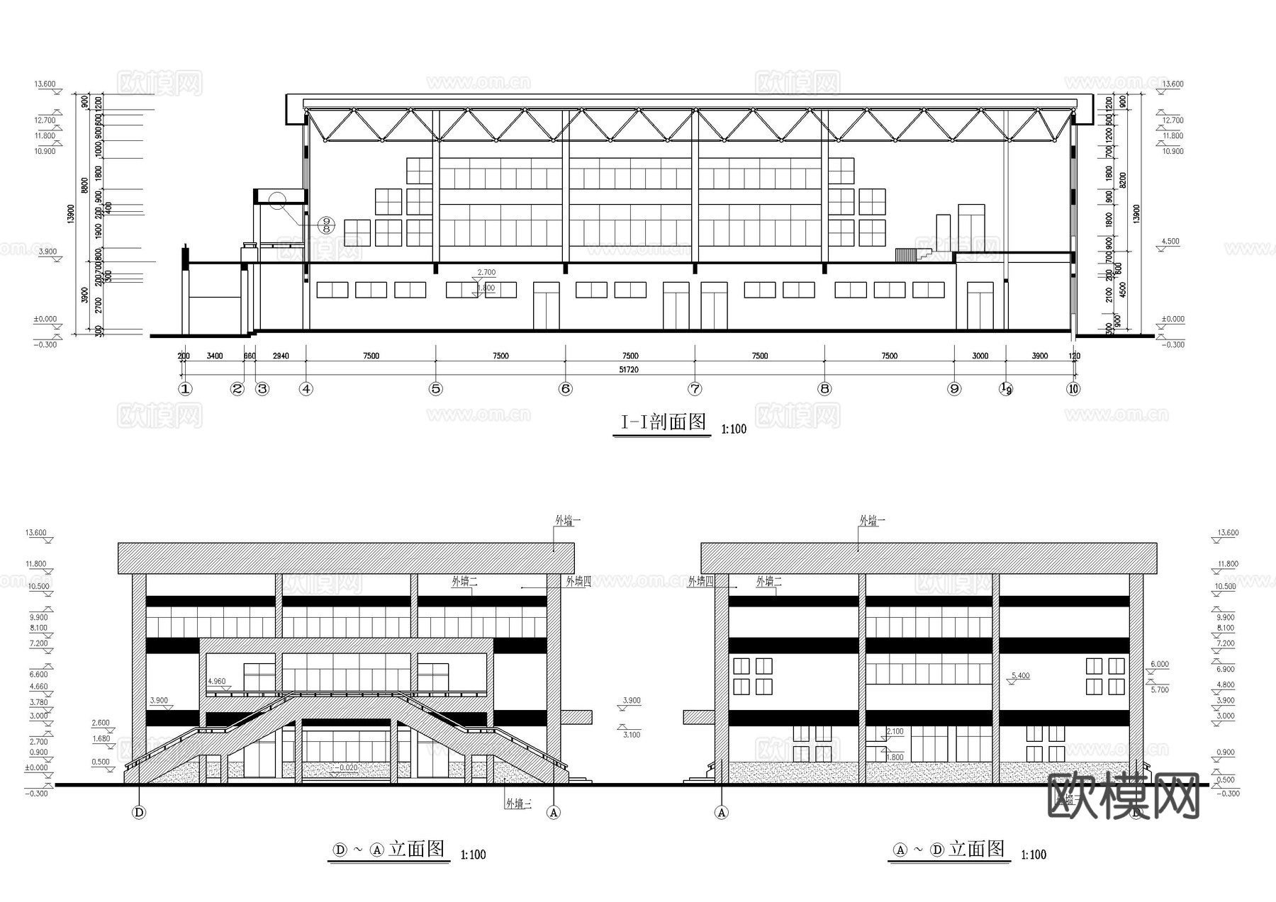 篮球场乒乓球馆施工图cad施工图