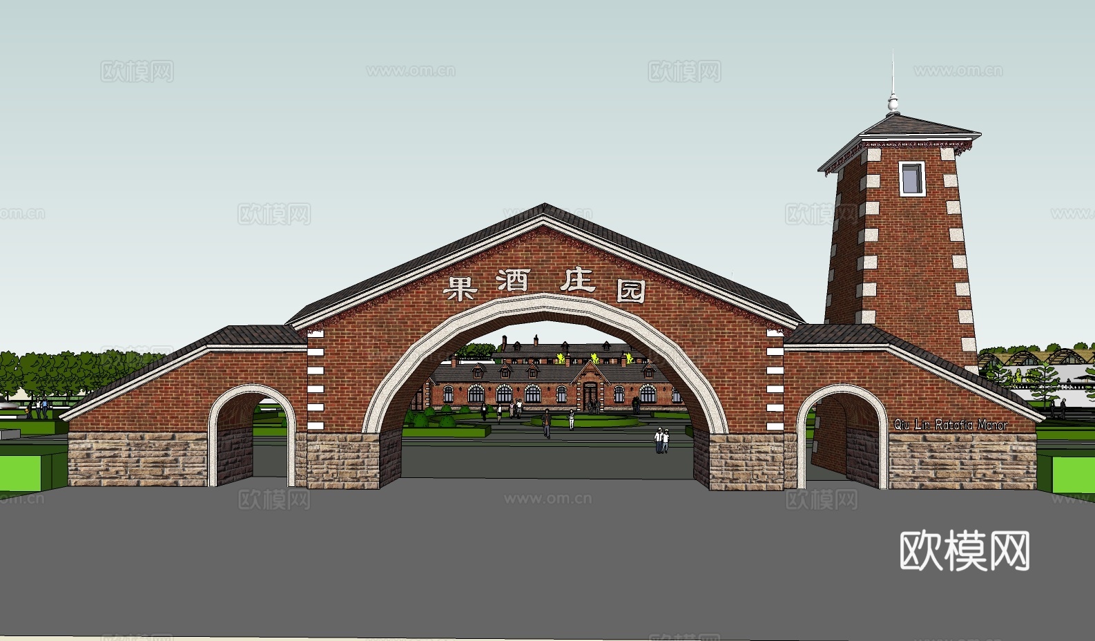 欧式果酒庄园su模型下载