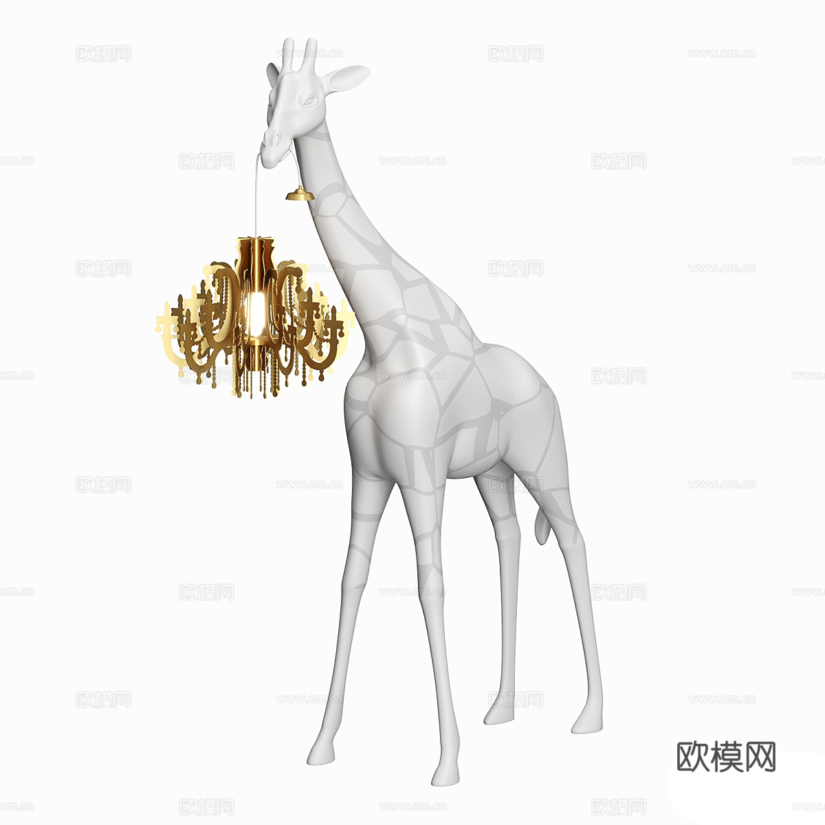 现代轻奢长颈鹿装饰落地灯3d模型