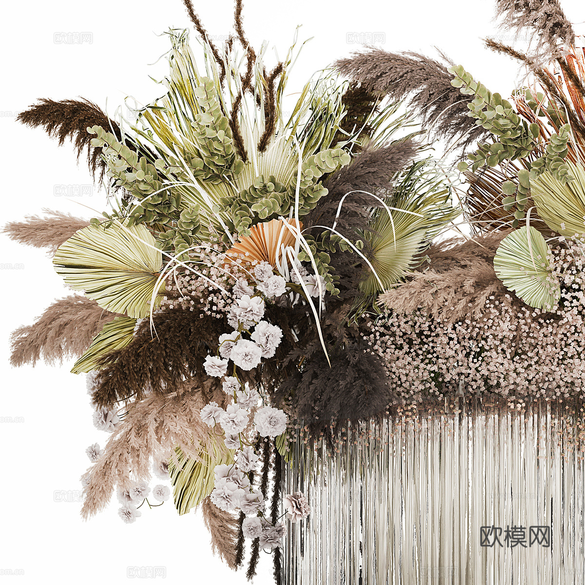 现代玻璃花瓶花艺3d模型
