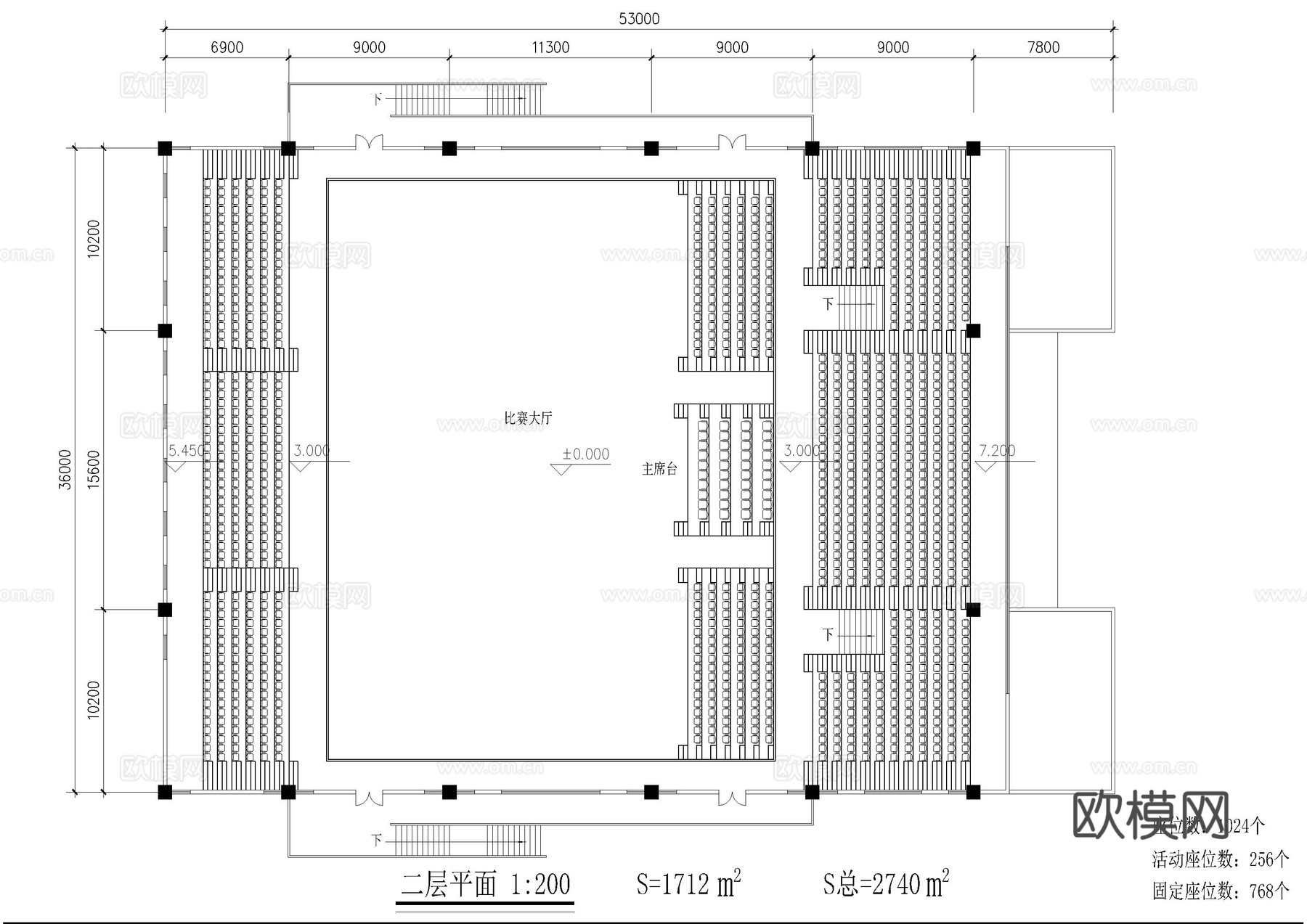 比赛体育馆施工图cad施工图