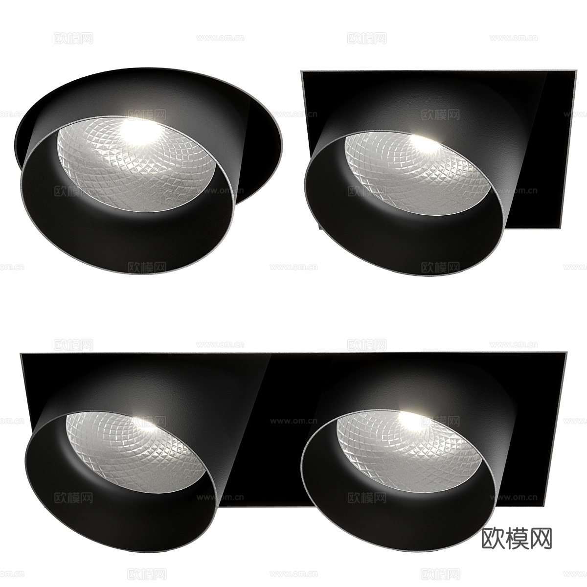 现代极简内嵌射灯3d模型