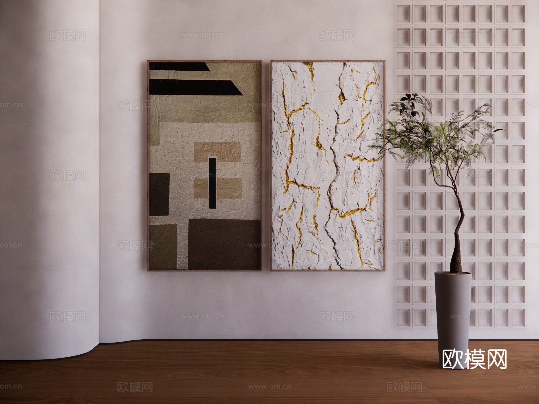 现代装饰画 室内装饰画 挂画 抽象画su模型下载