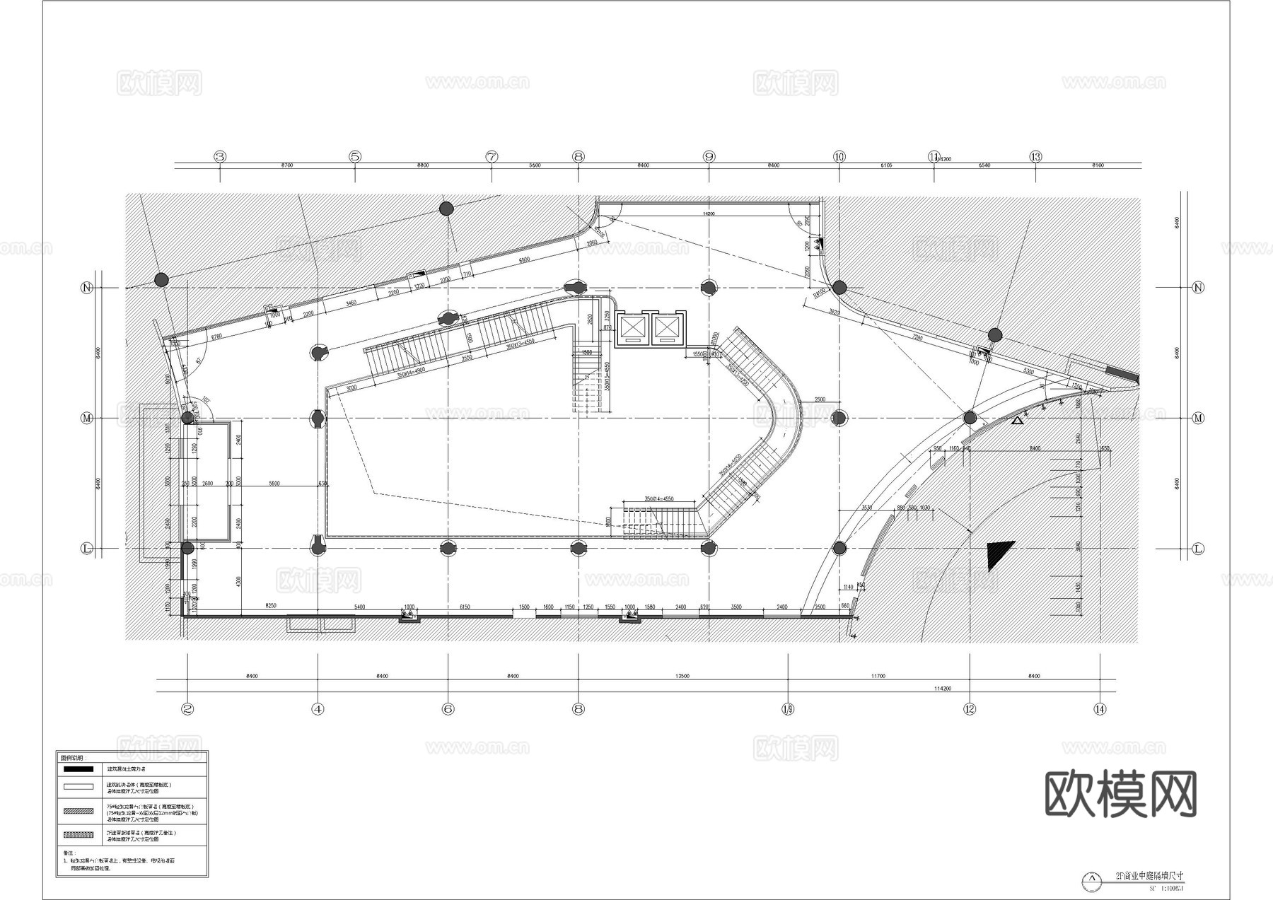 商业中庭平面施工图cad施工图